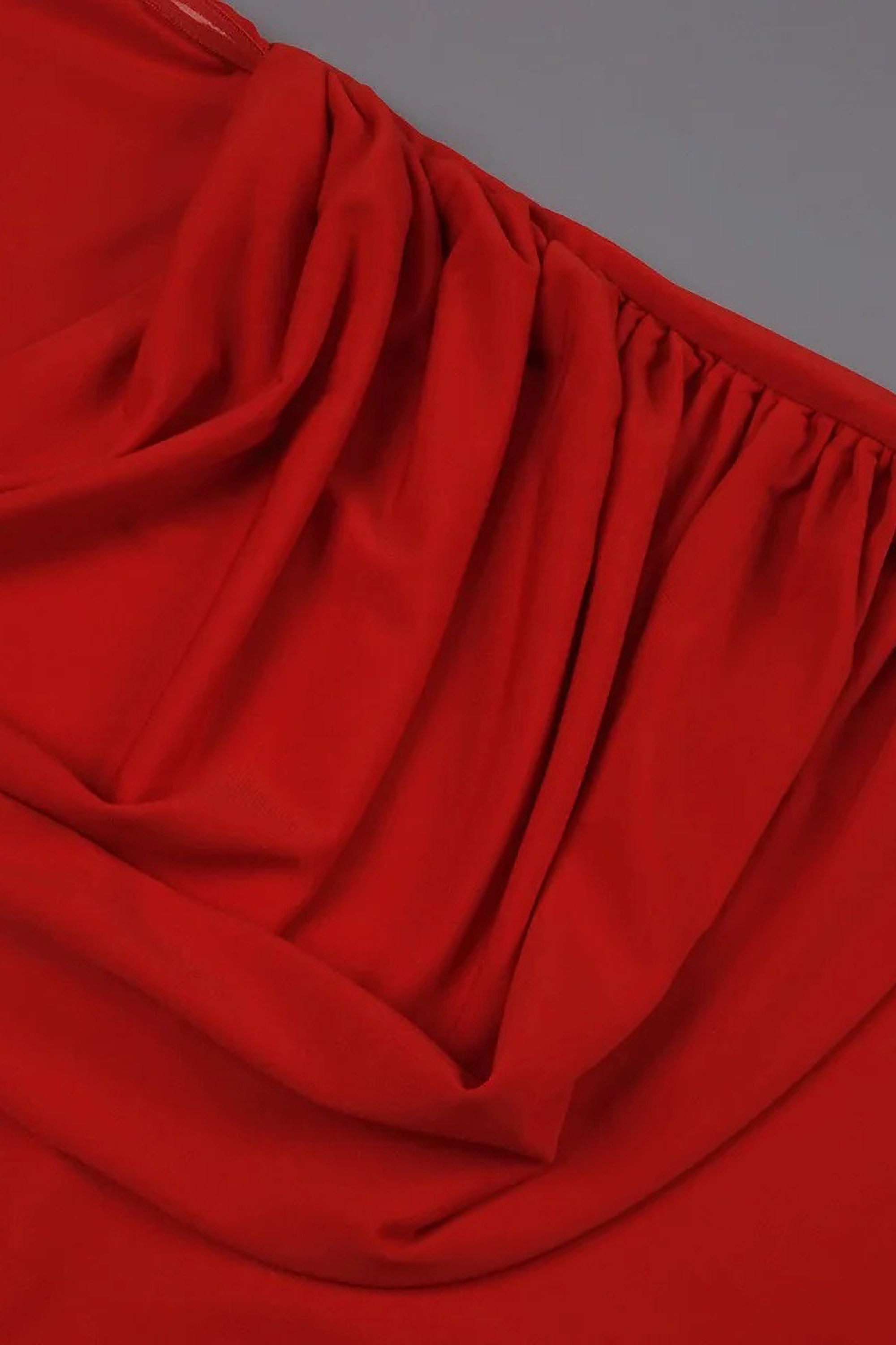 Red High Neck Open Back Draped Maxi Dress - Dress