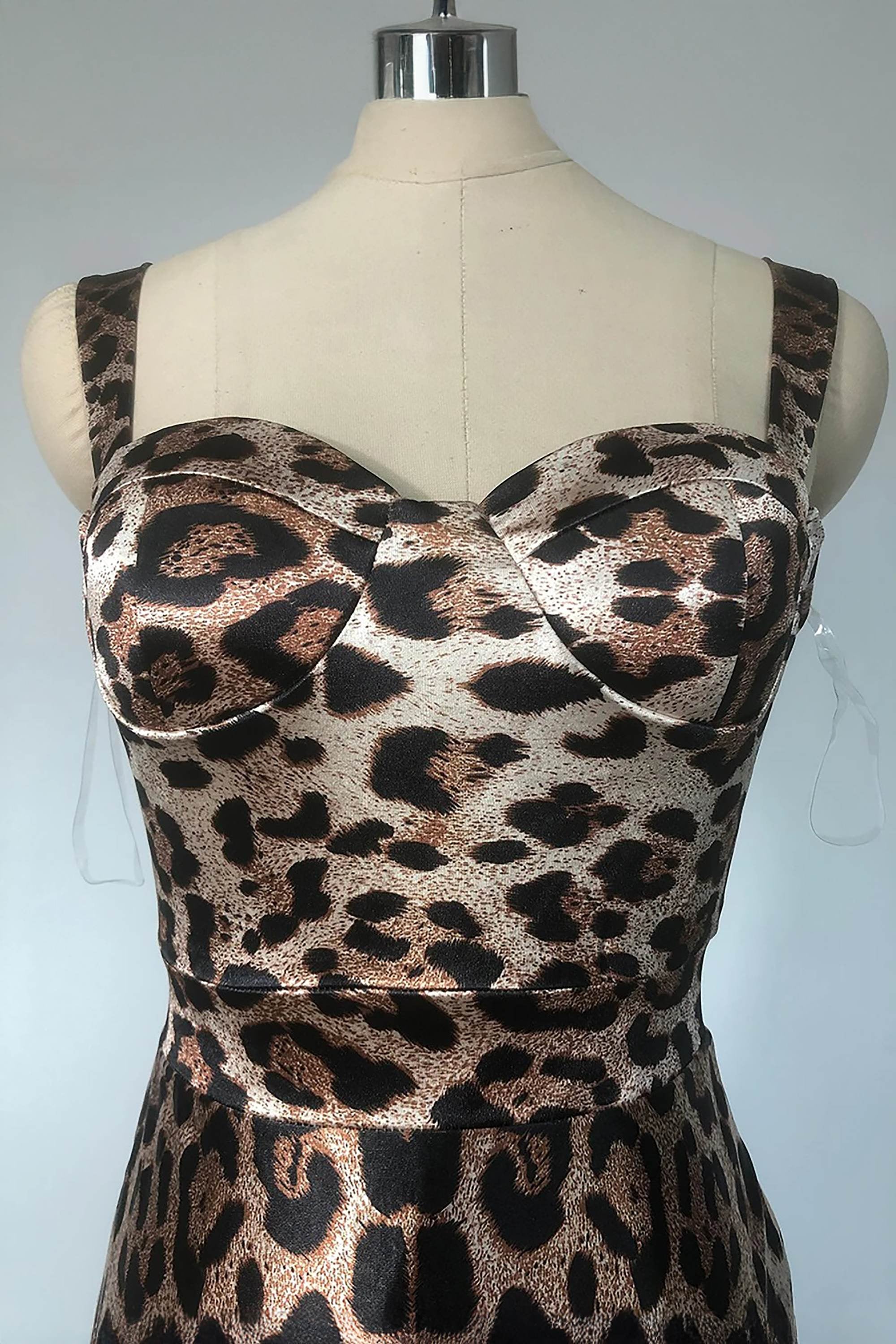 Leopard Print Sweetheart Neck Bodycon Maxi Dress Dress