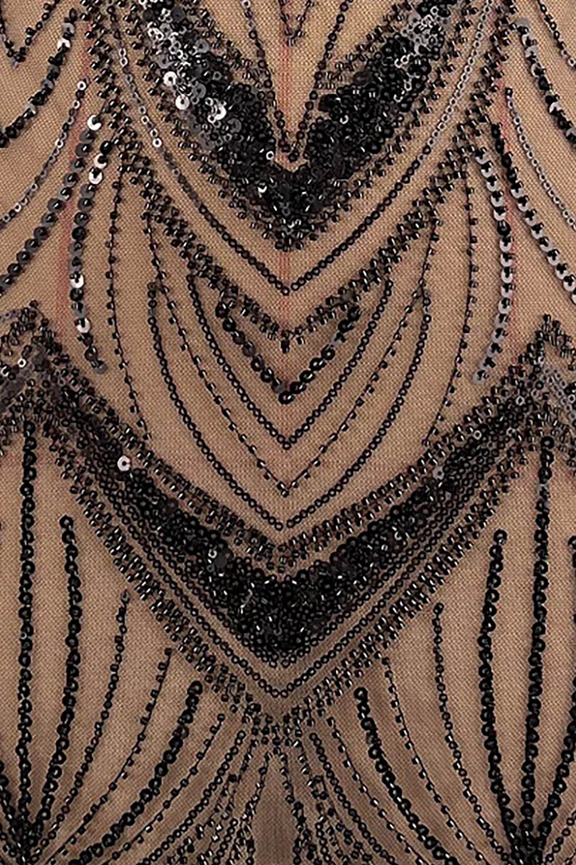 Black Strapless Sequin Beaded Maxi Dress Dress