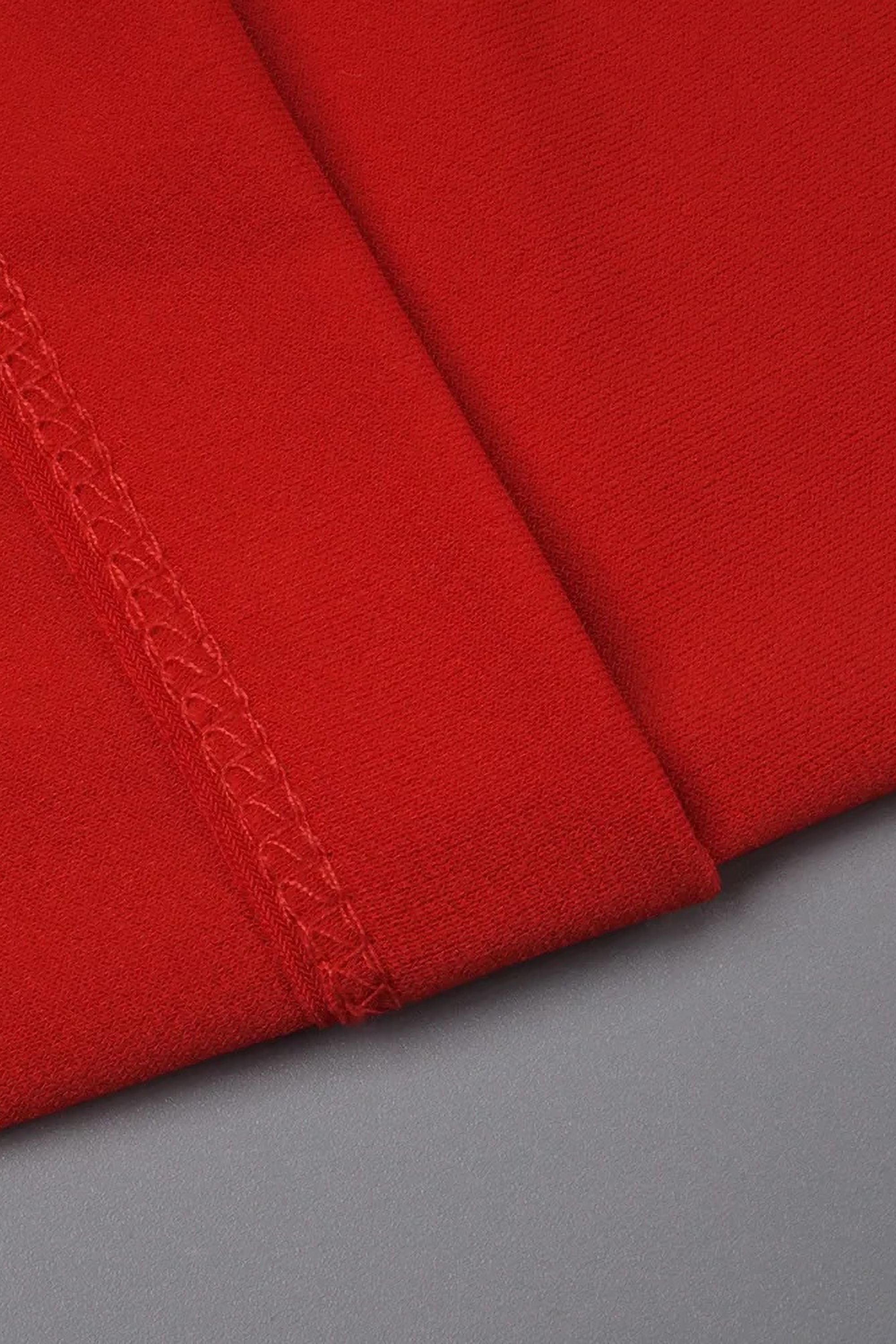 Red High Neck Open Back Draped Maxi Dress - Dress