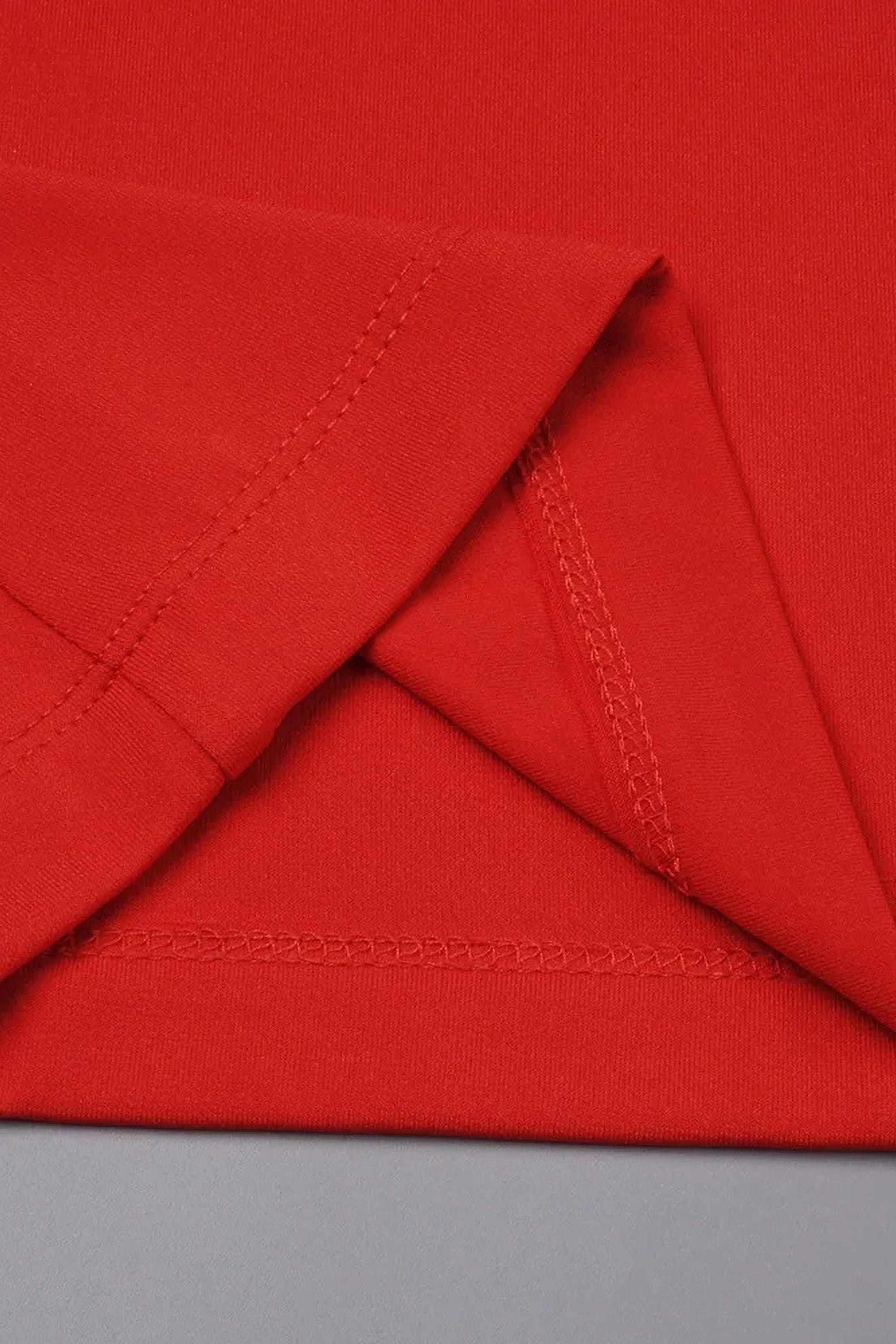 Red High Neck Open Back Draped Maxi Dress - Dress
