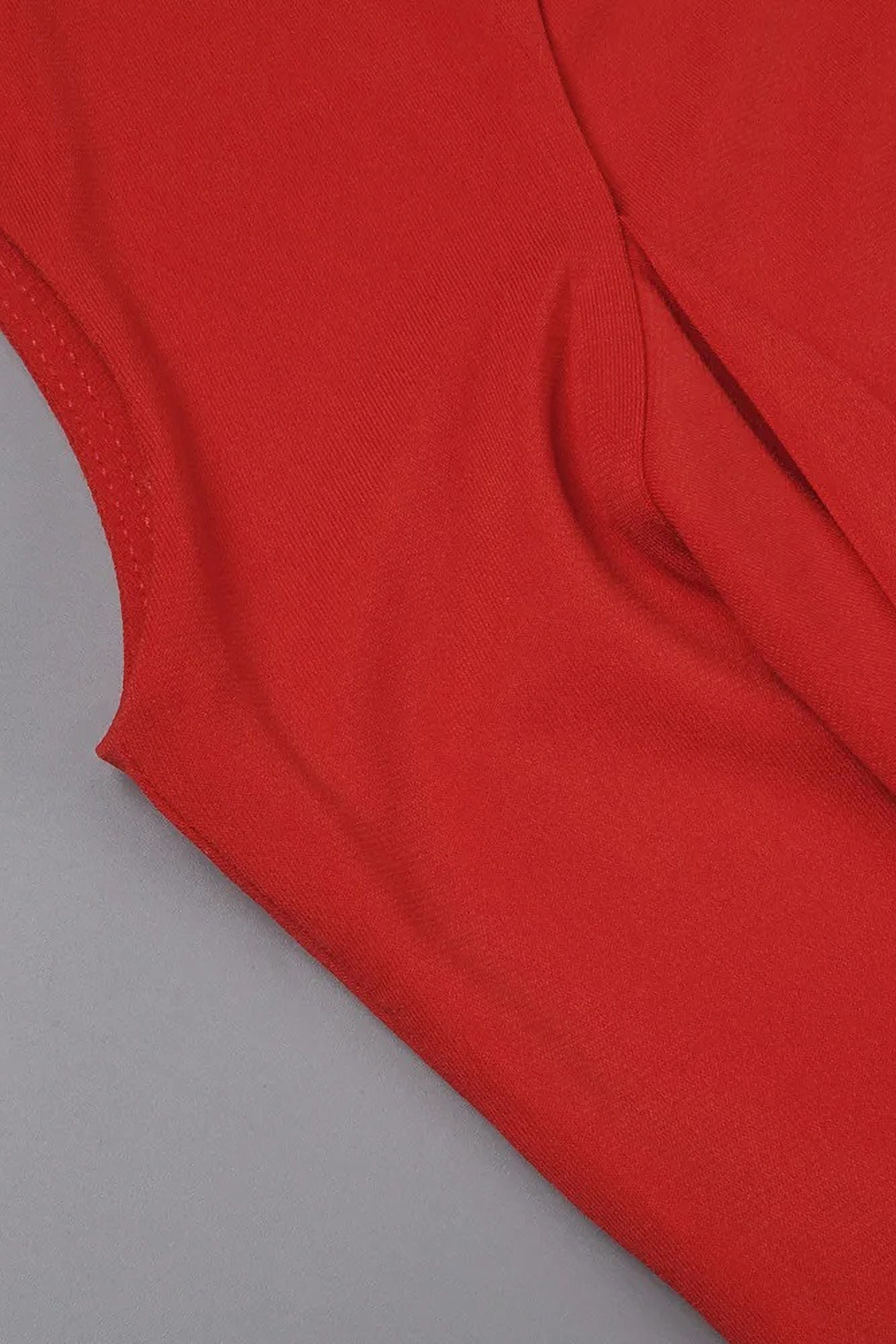 Red High Neck Open Back Draped Maxi Dress - Dress
