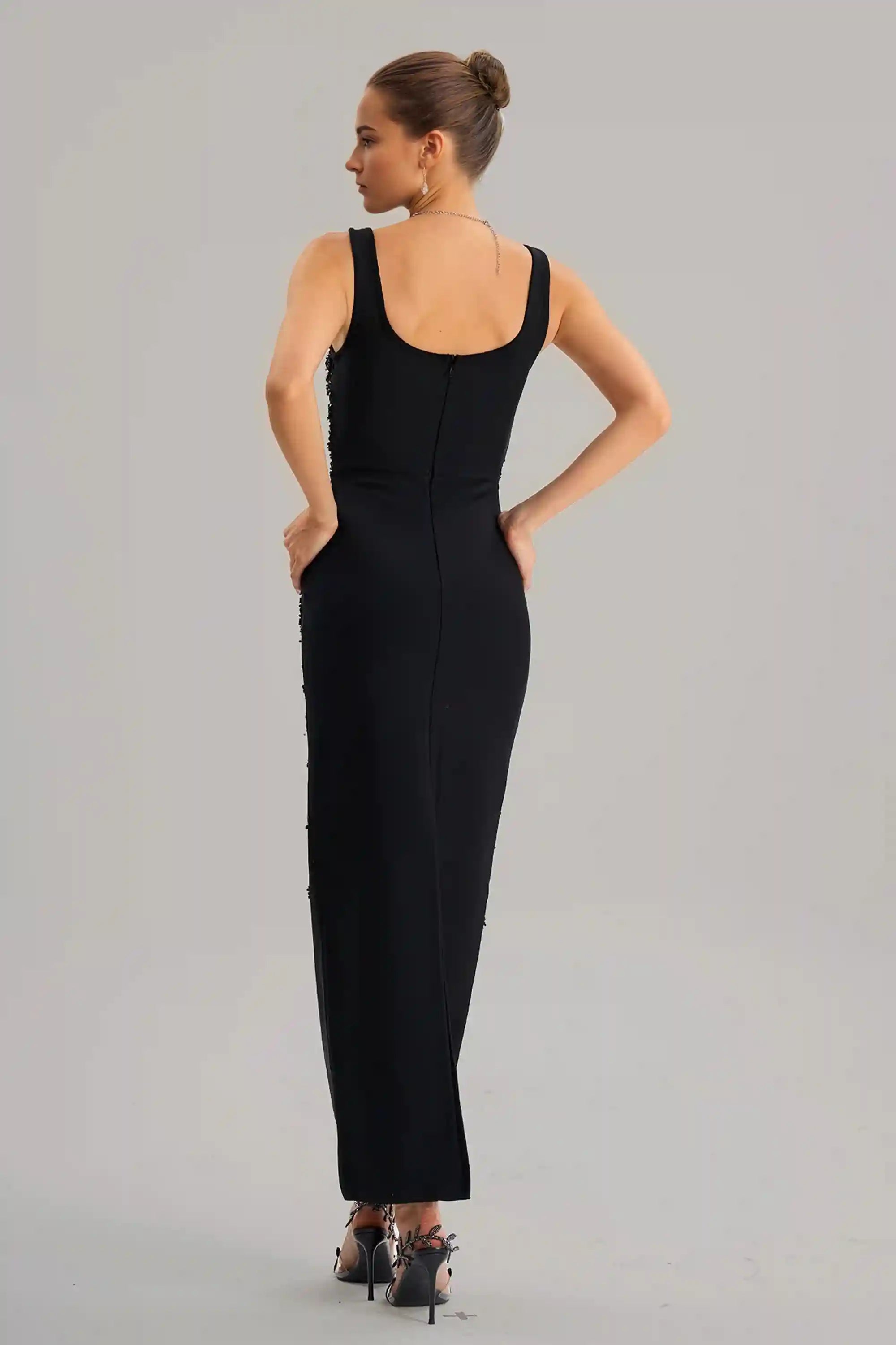 Black Sequin Cutout Maxi Dress Dress