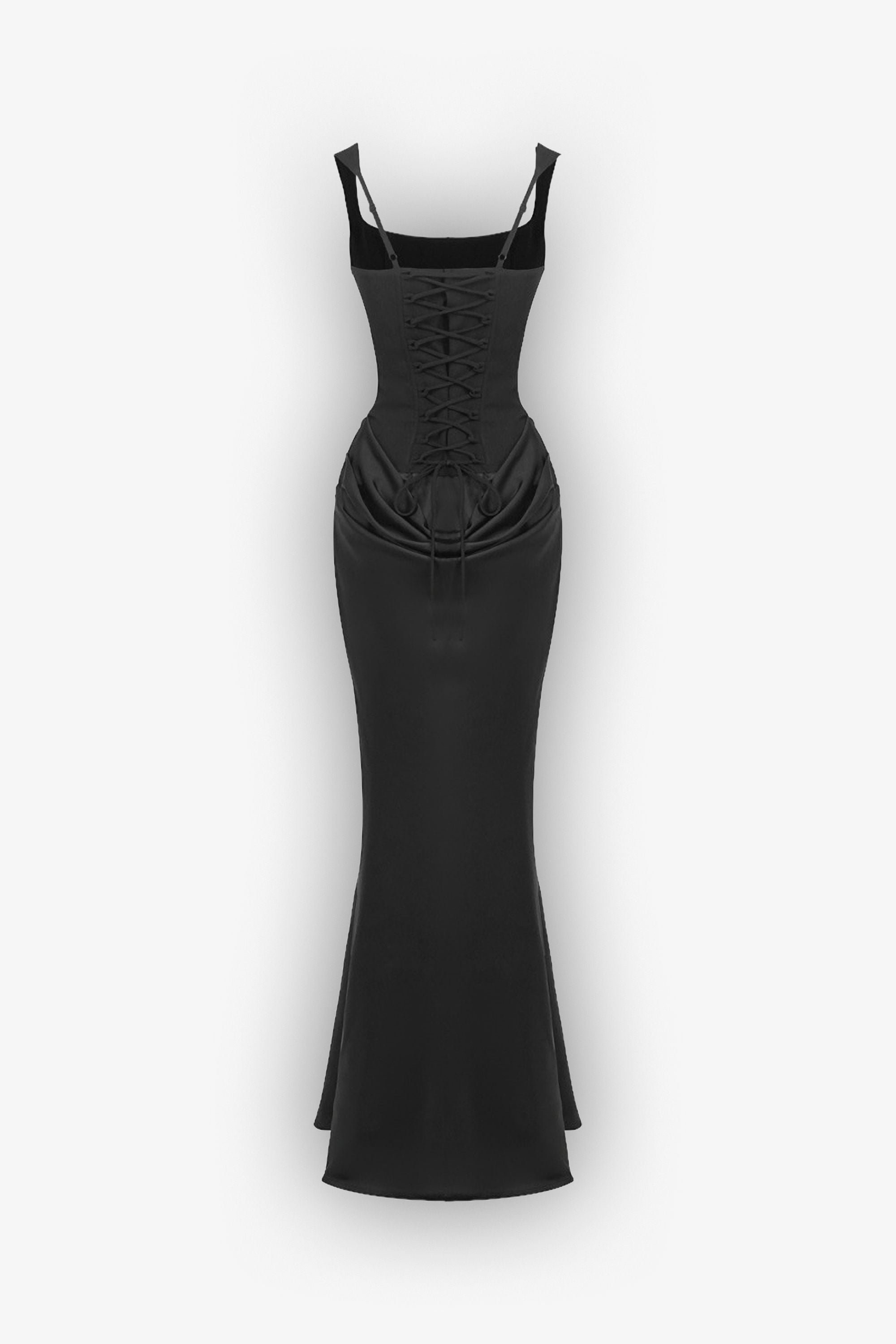 Black Square Neck Corset Maxi Dress - Dress