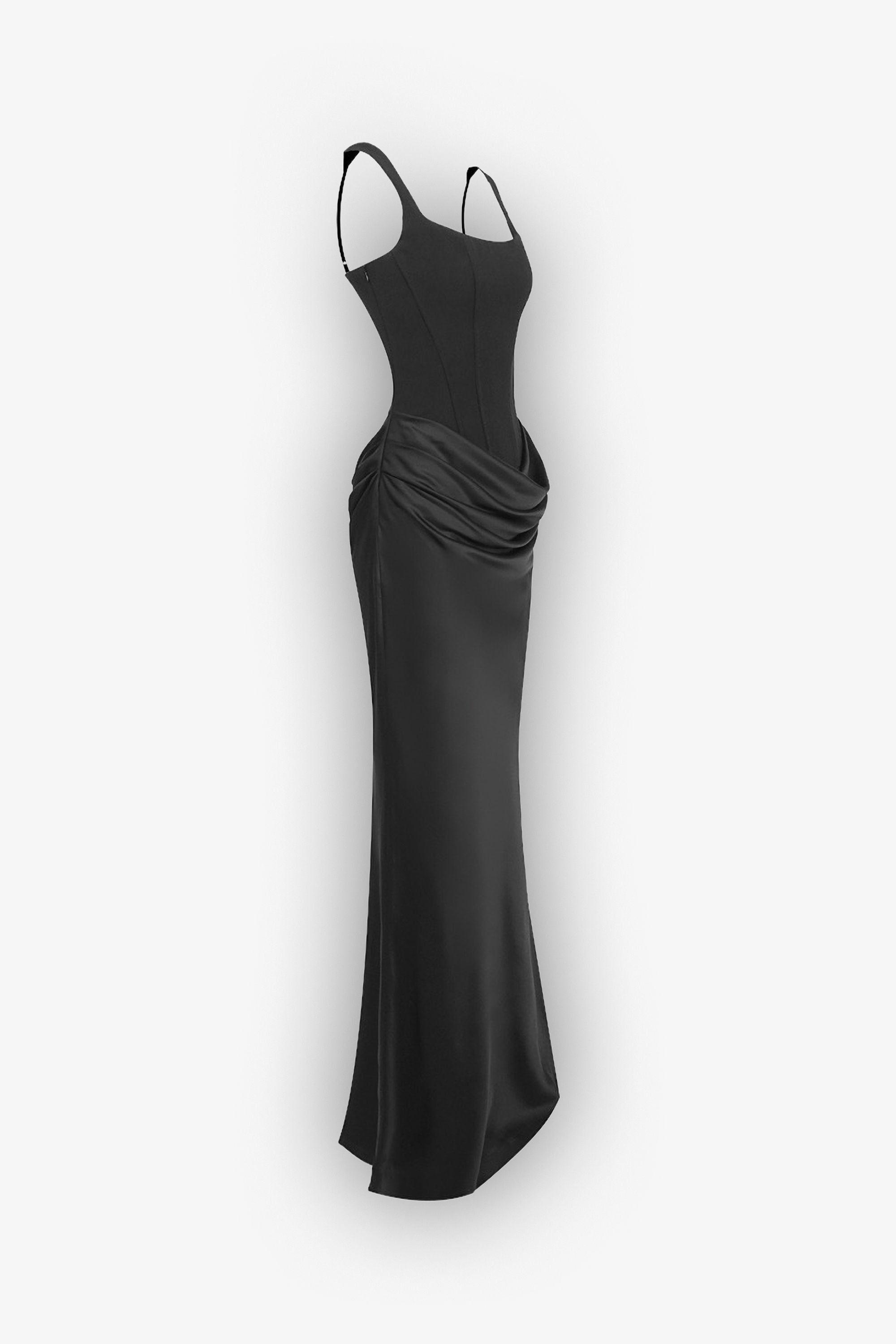 Black Square Neck Corset Maxi Dress - Dress