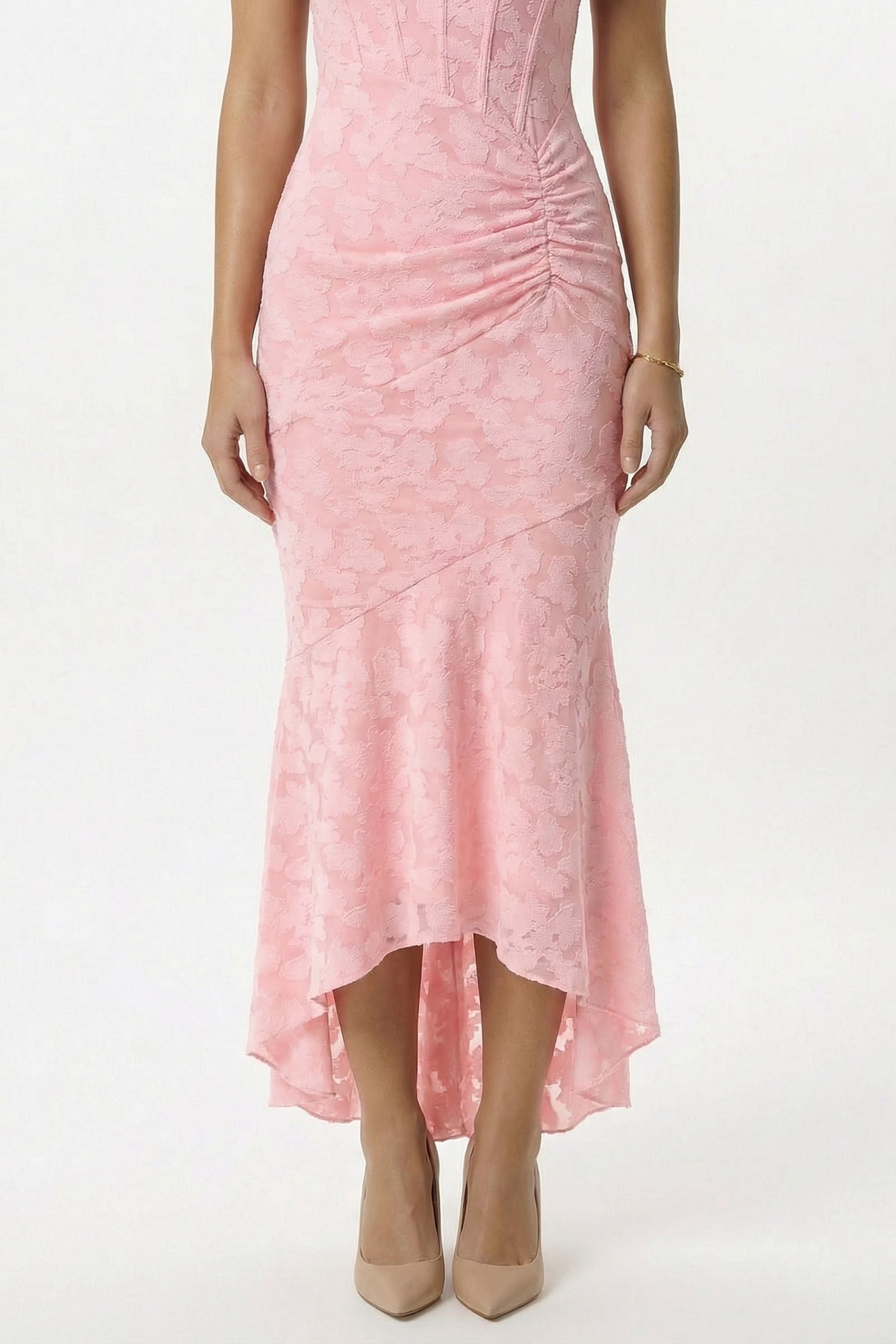 Pink Floral Mermaid Maxi Dress - Dress