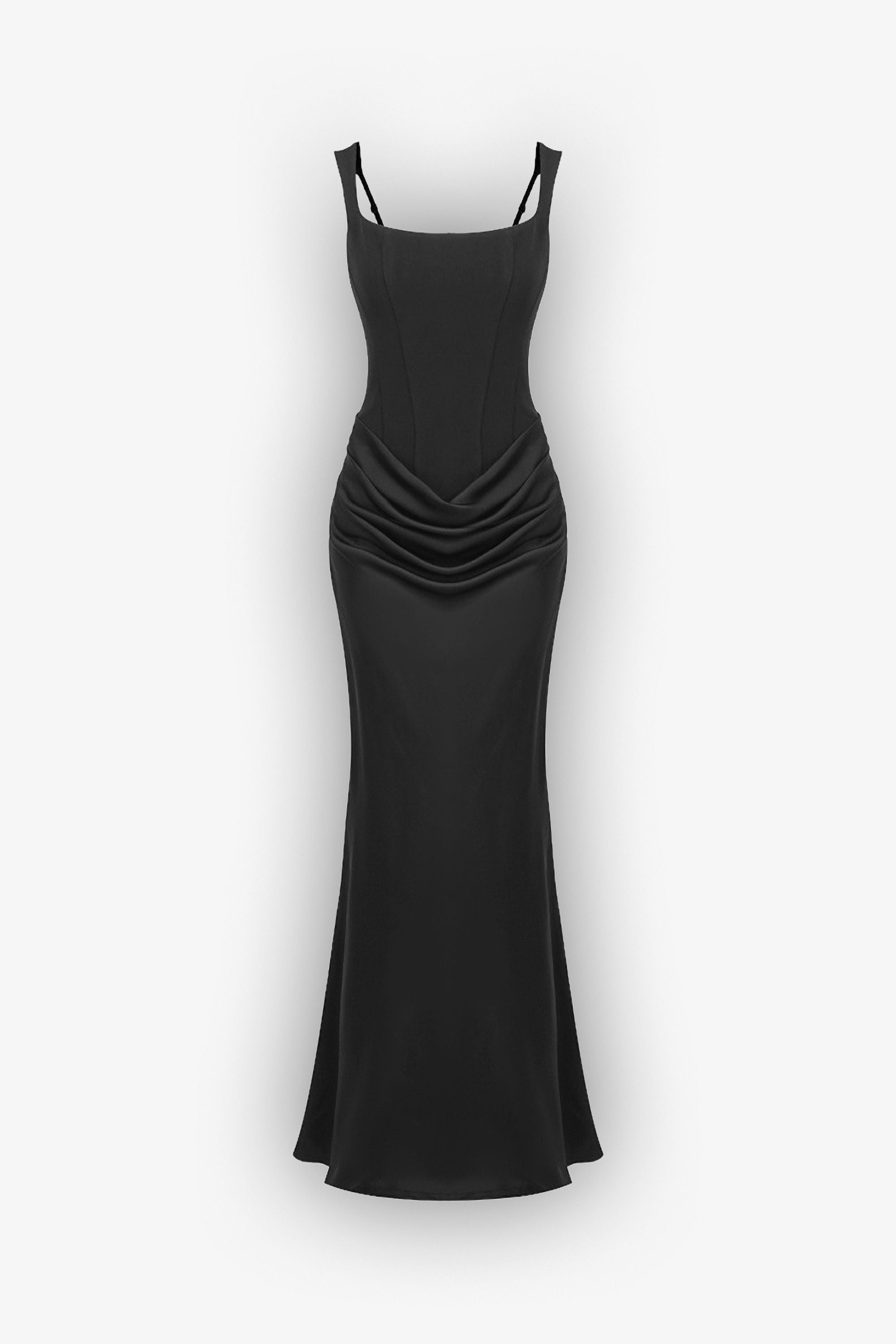 Black Square Neck Corset Maxi Dress - Dress