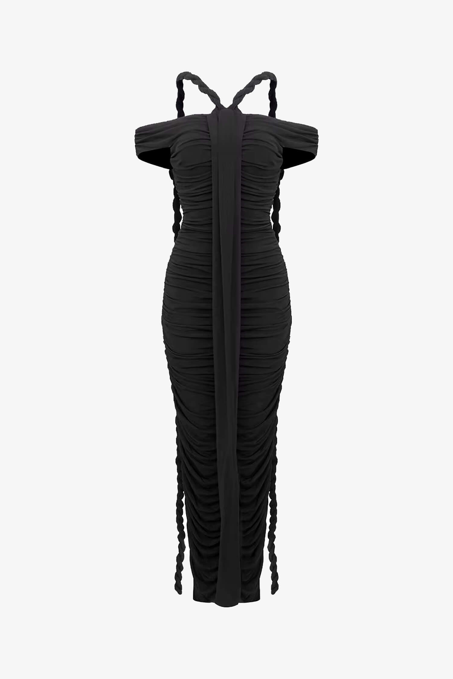 Black Bardot Bodycon Maxi Dress