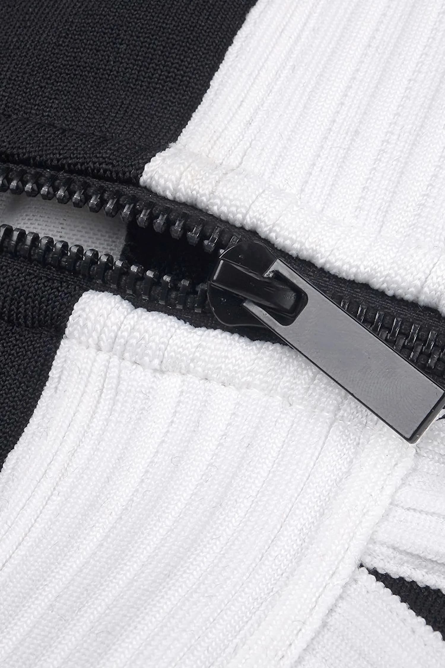 Black And White Halter Skater Dress