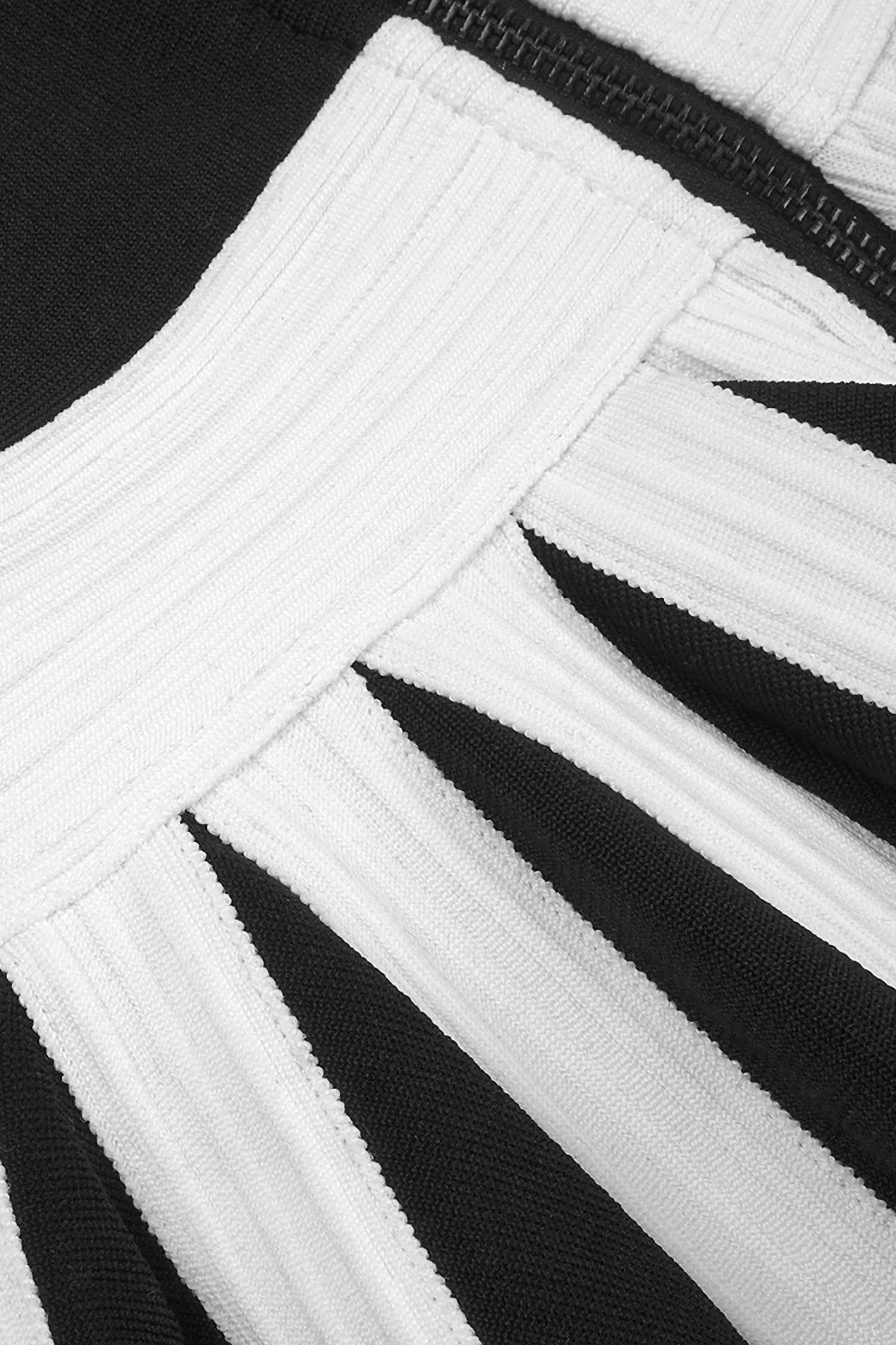 Black And White Halter Skater Dress