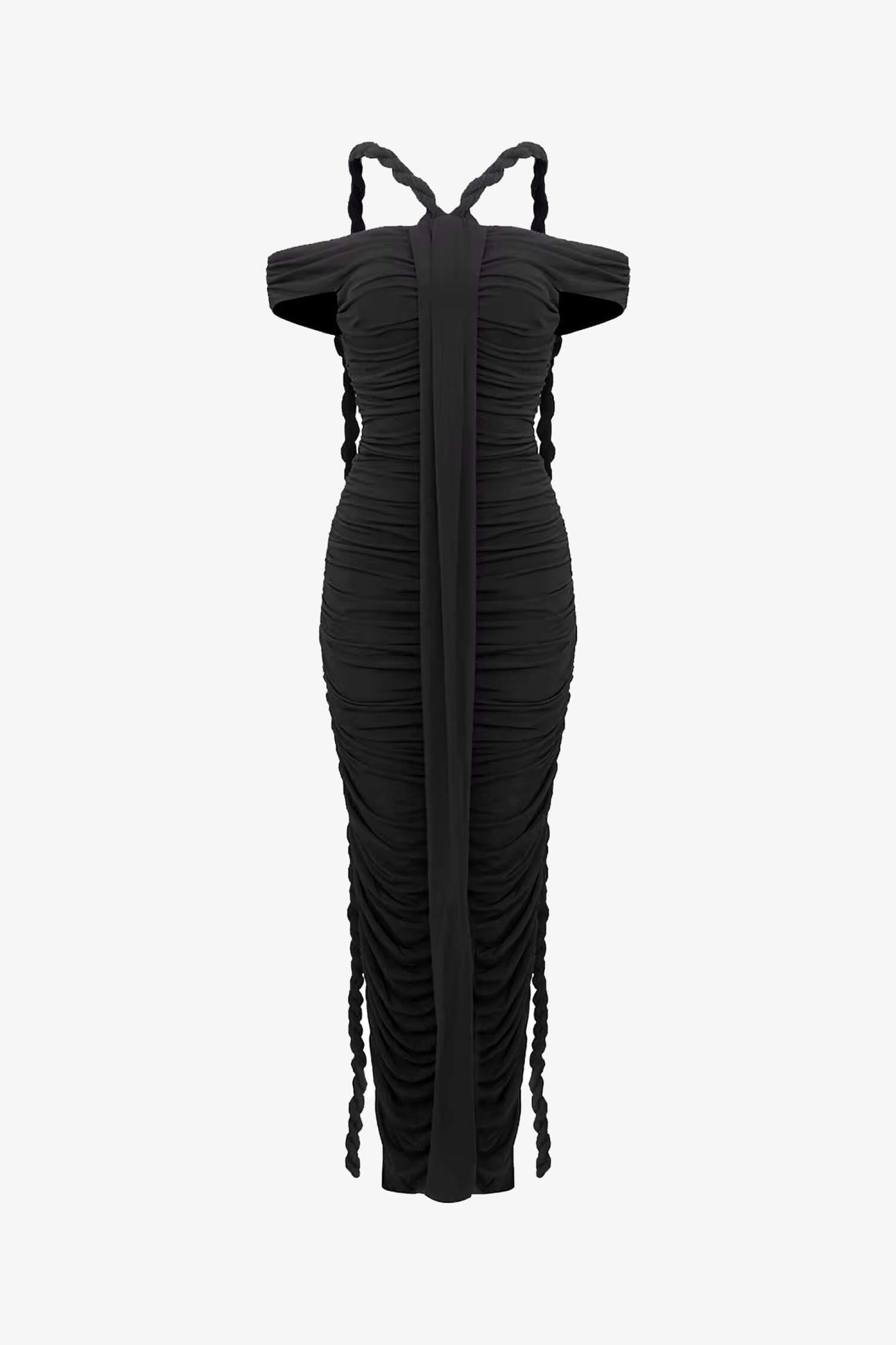 Black Bardot Bodycon Maxi Dress