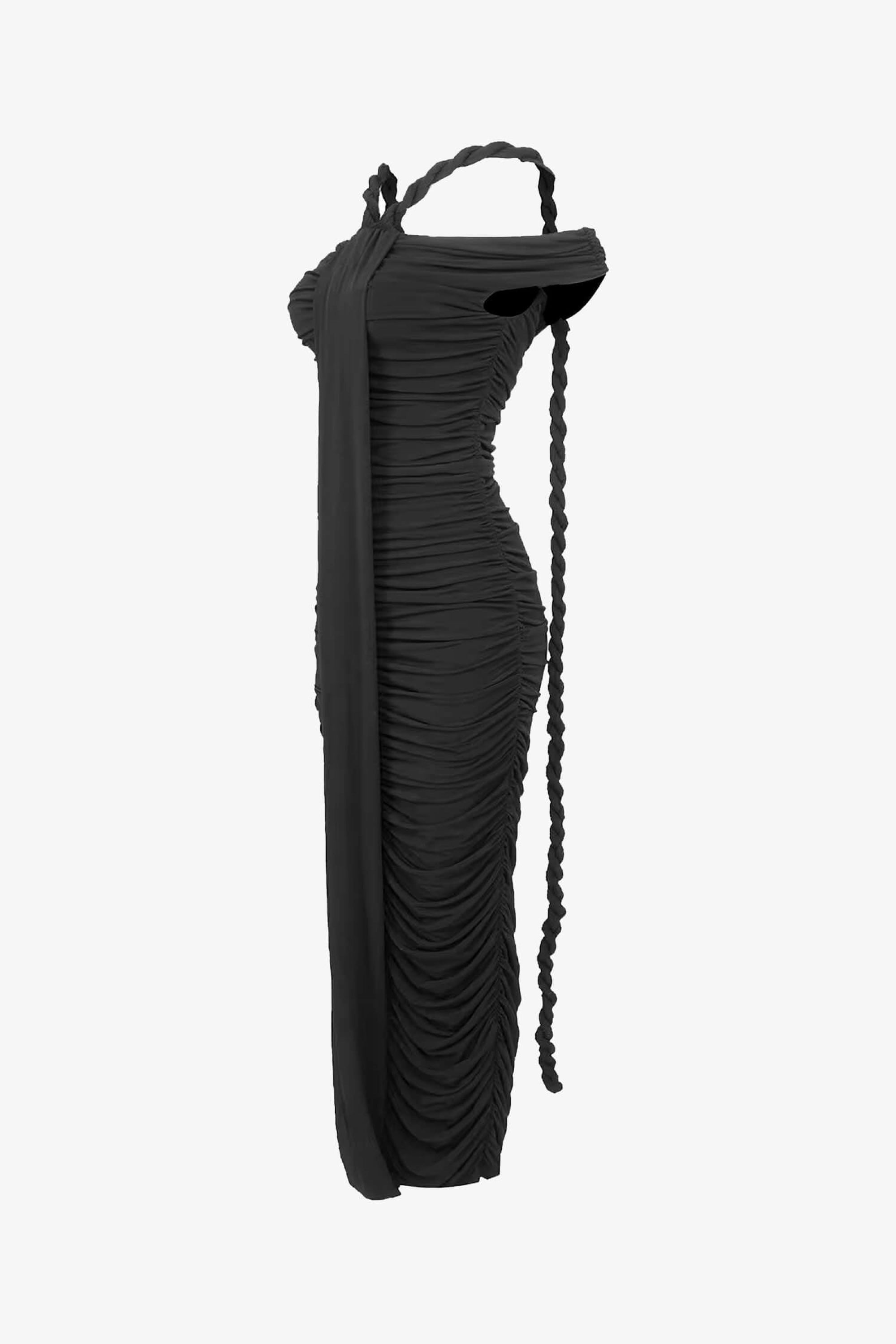 Black Bardot Bodycon Maxi Dress - Dress