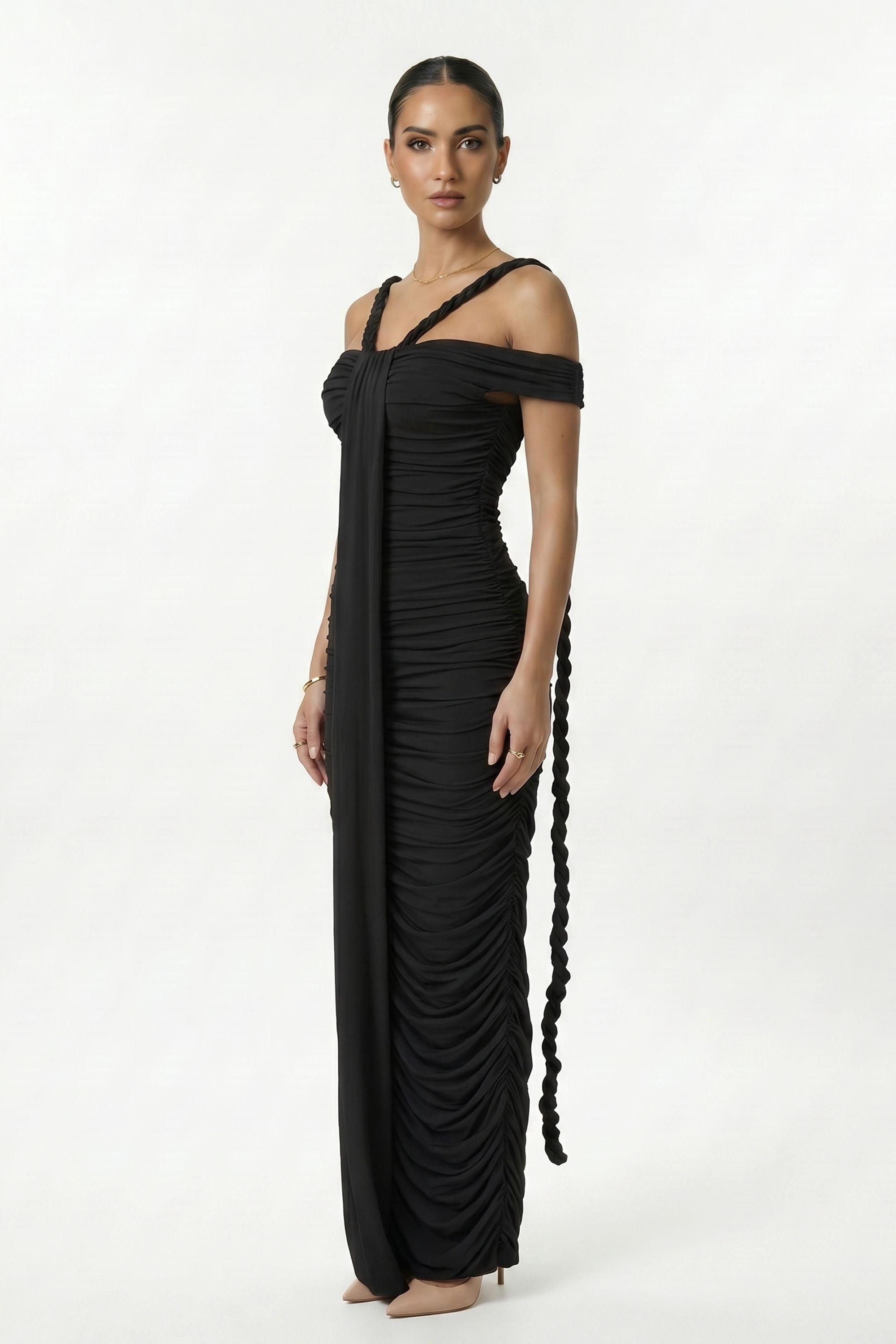 Black Bardot Bodycon Maxi Dress - Dress