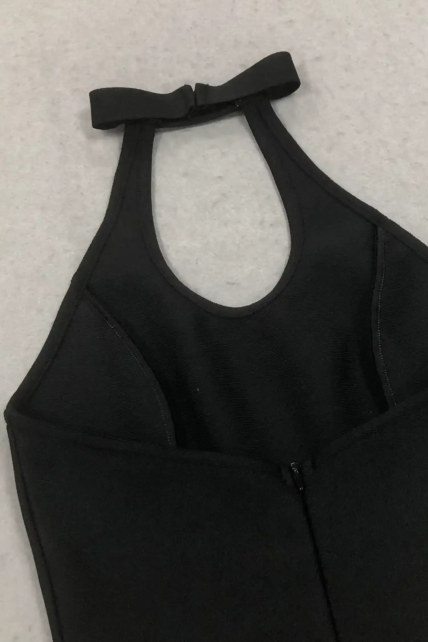 Black Contrast Halter Floral Bubble Mini Dress Dress