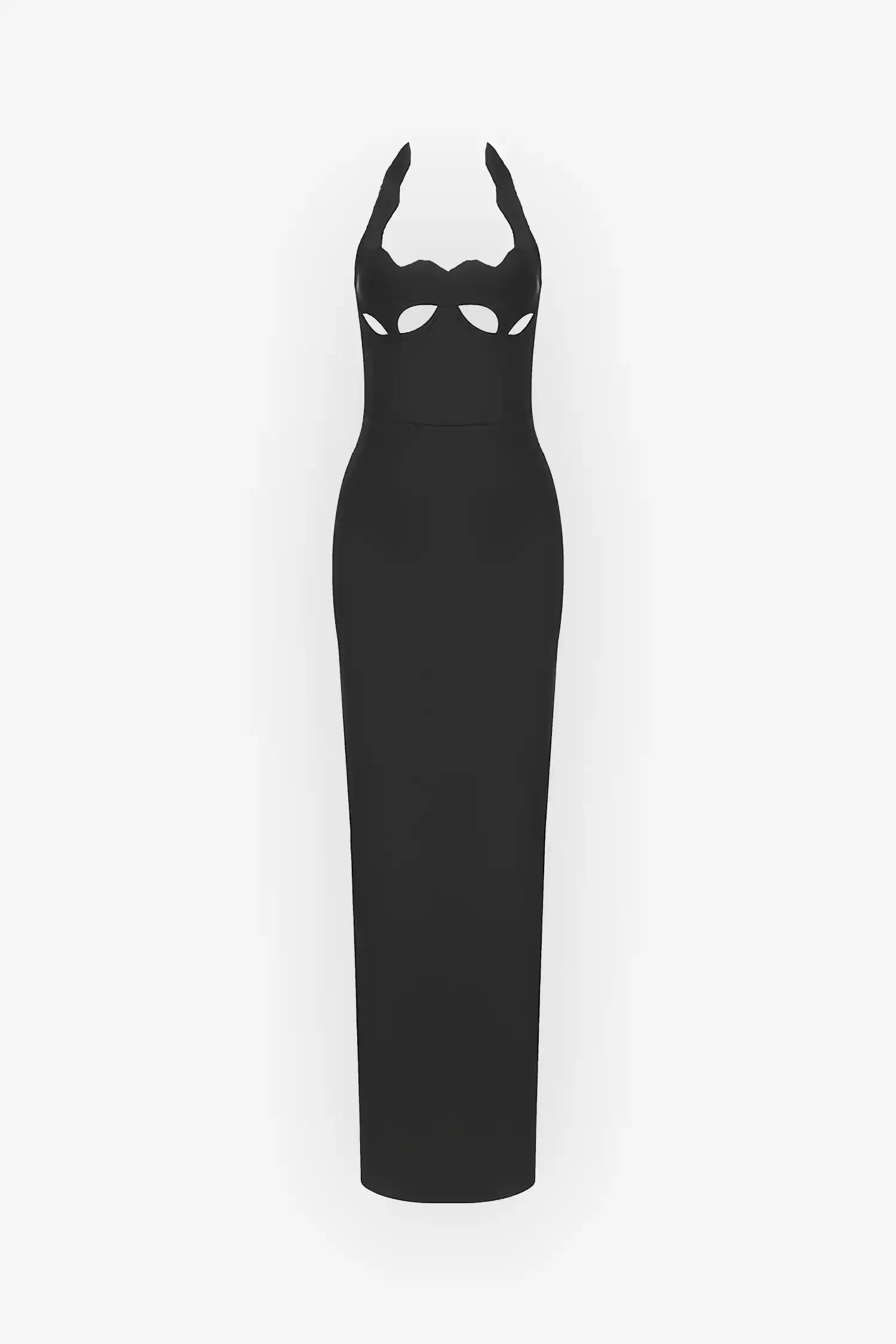 Black Cutout Halter Bandage Maxi Dress Dress
