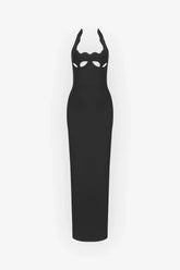 Black Cutout Halter Bandage Maxi Dress Dress