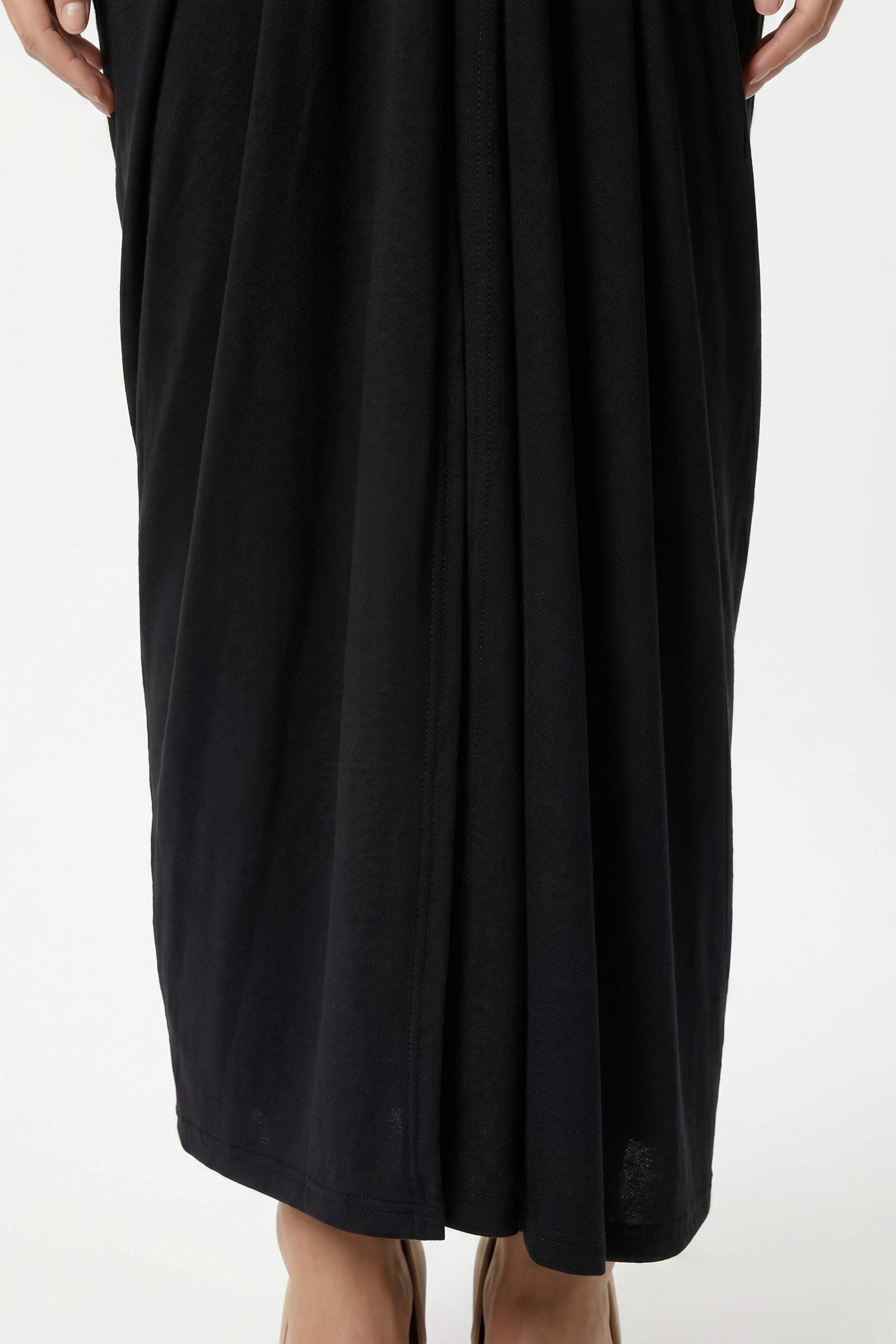 Black Halter Denim Corset Maxi Dress - Dress