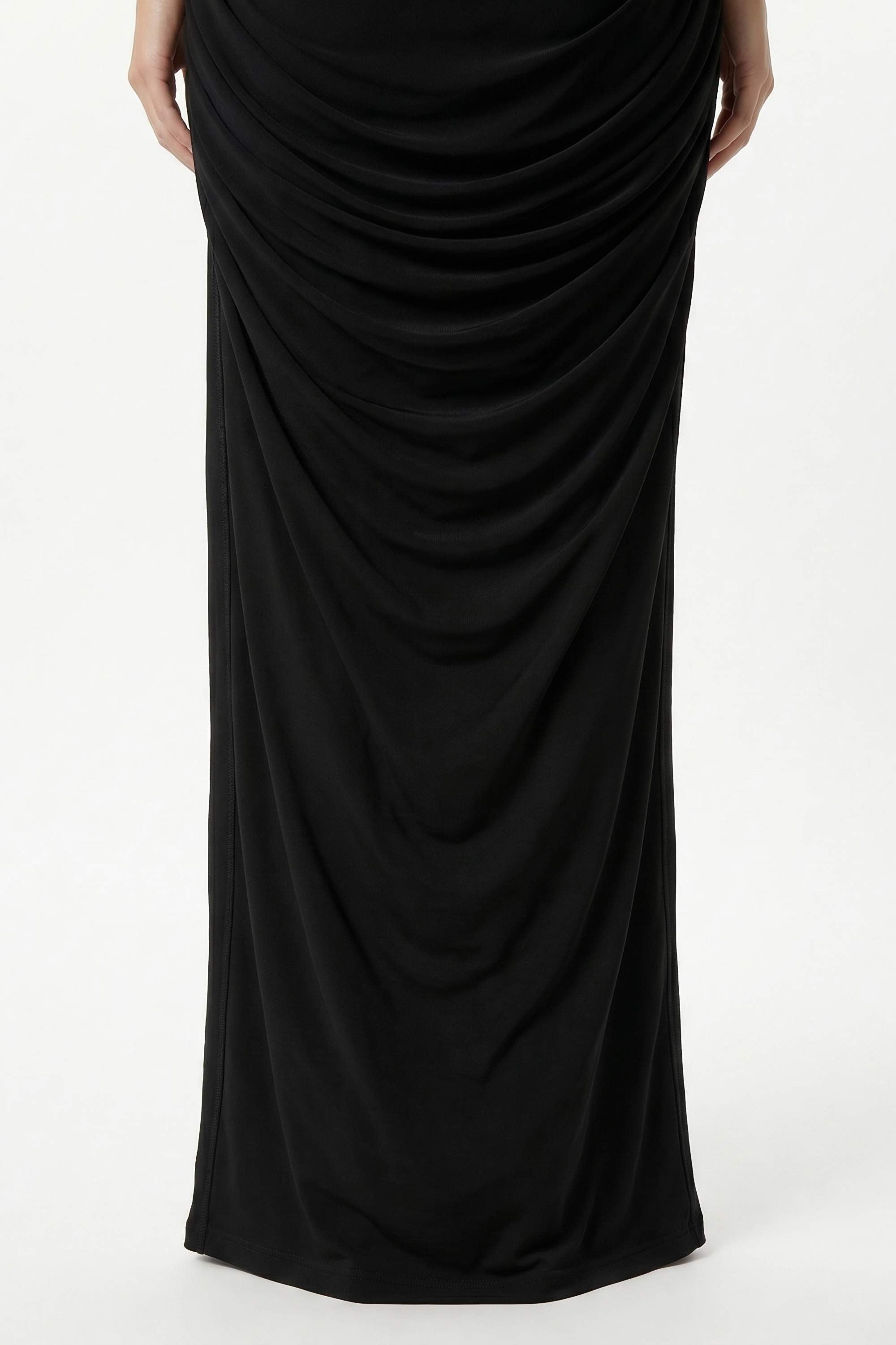 Black Halter Denim Corset Maxi Dress - Dress