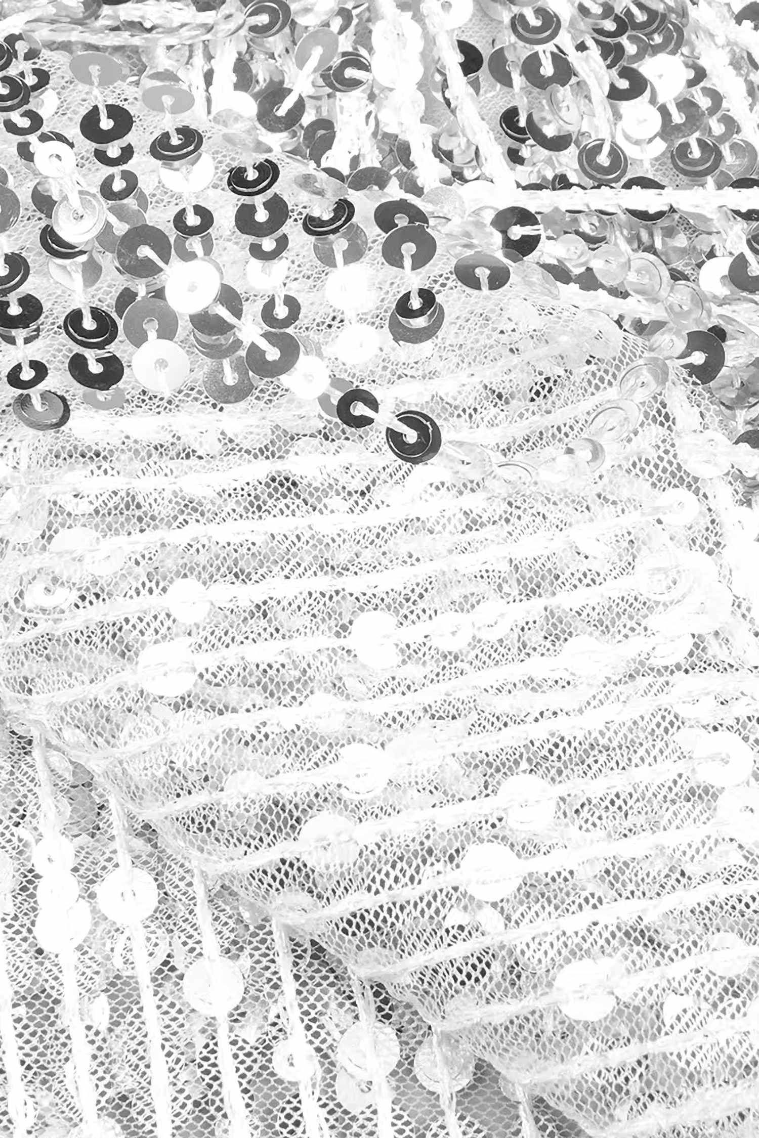 Black Mesh Corset And Silver Sequin Skirt Two Piece Dress Dress