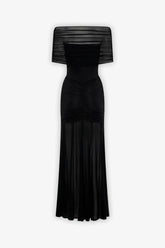 Black Off The Shoulder Mesh Maxi Dress Dress