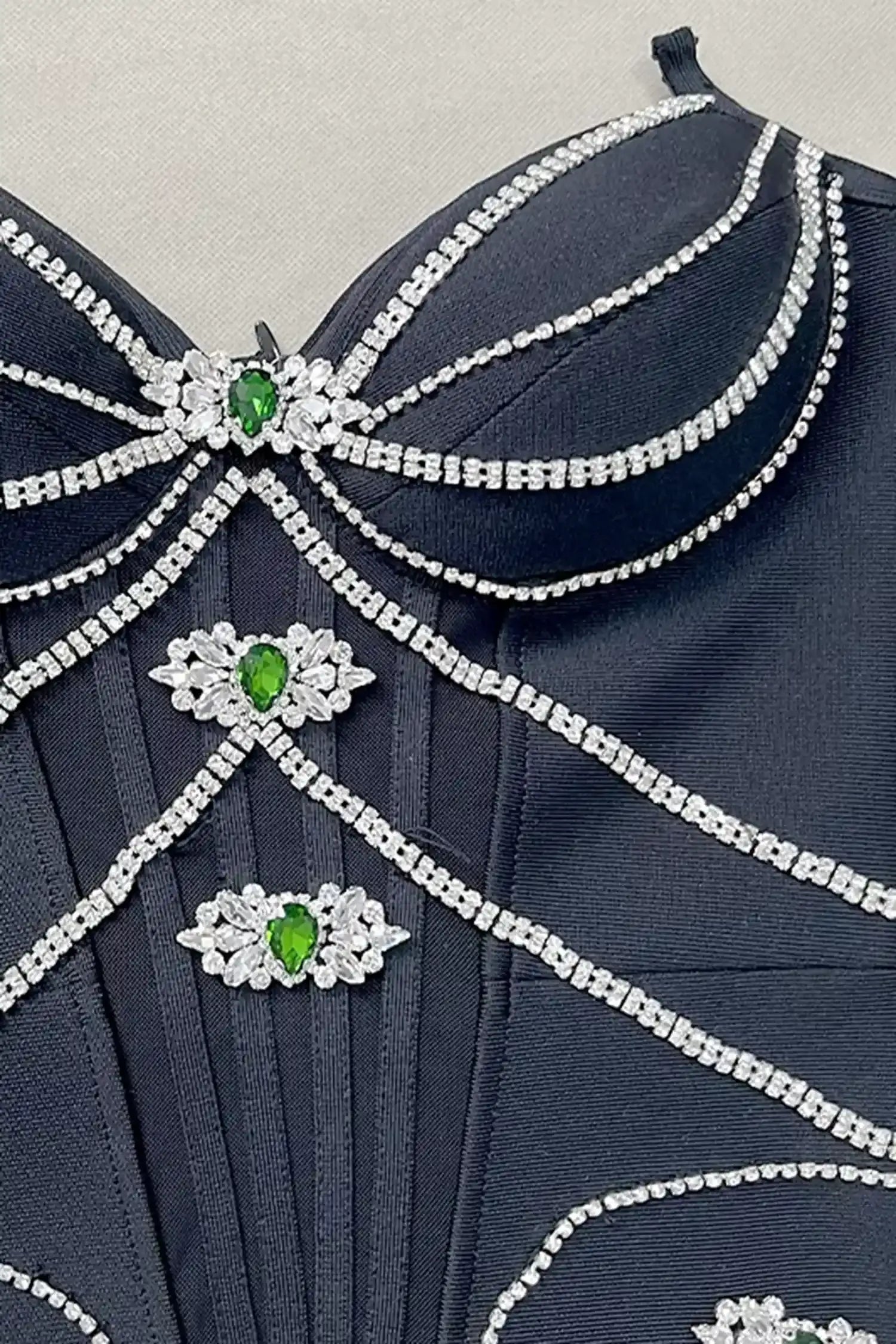 Black Rhinestone Corset Maxi Dress Dress