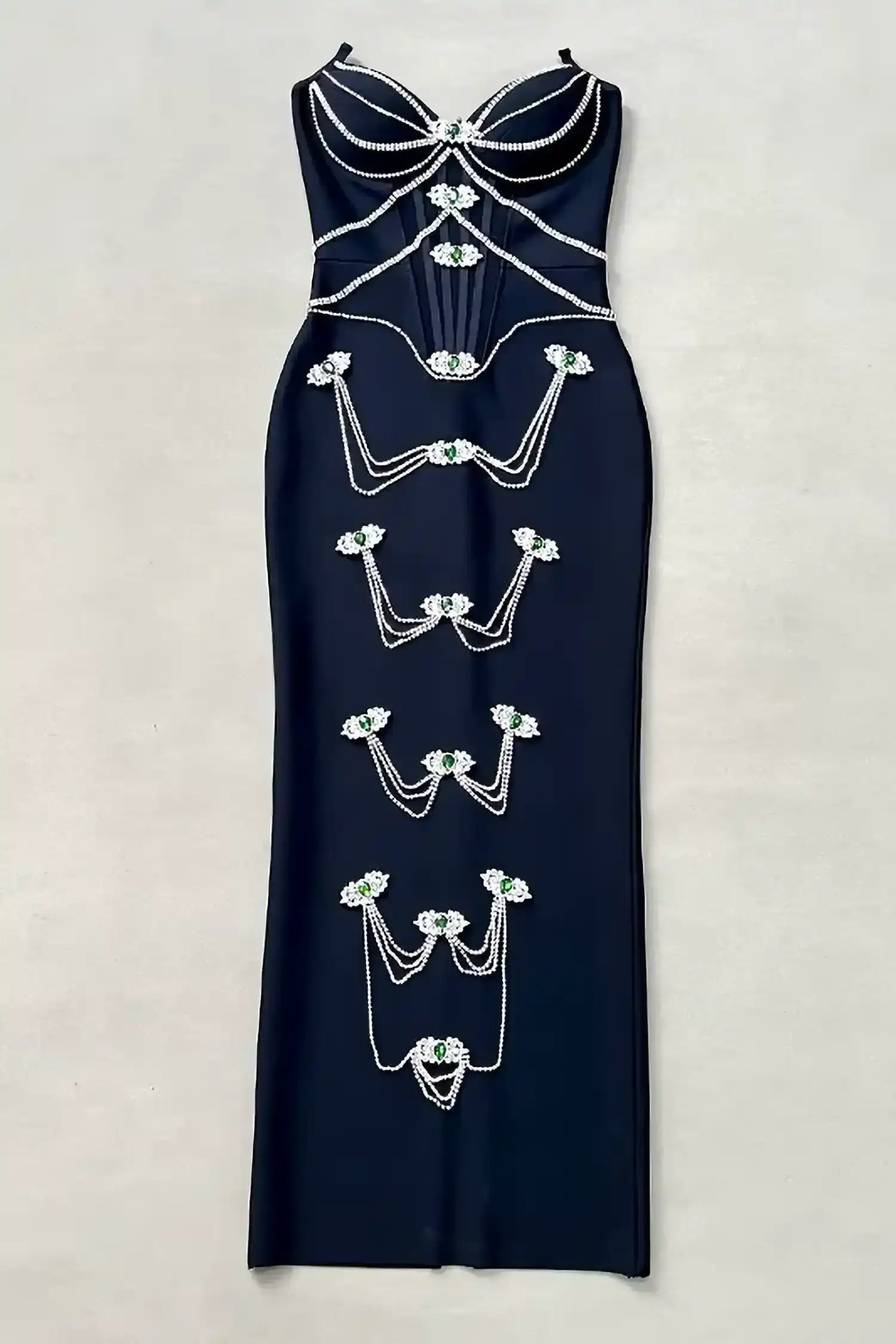 Black Rhinestone Corset Maxi Dress Dress