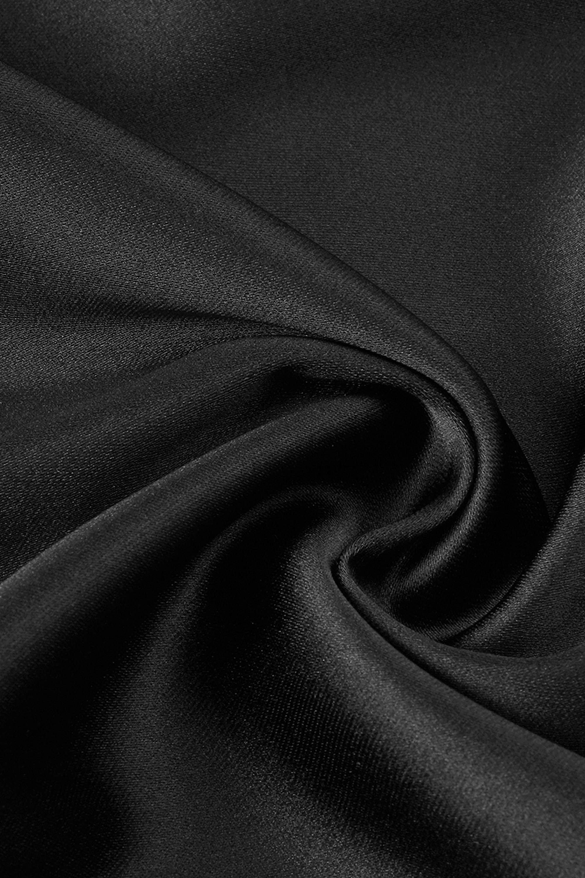 Black Satin Rhinestone Back Maxi Dress - Dress