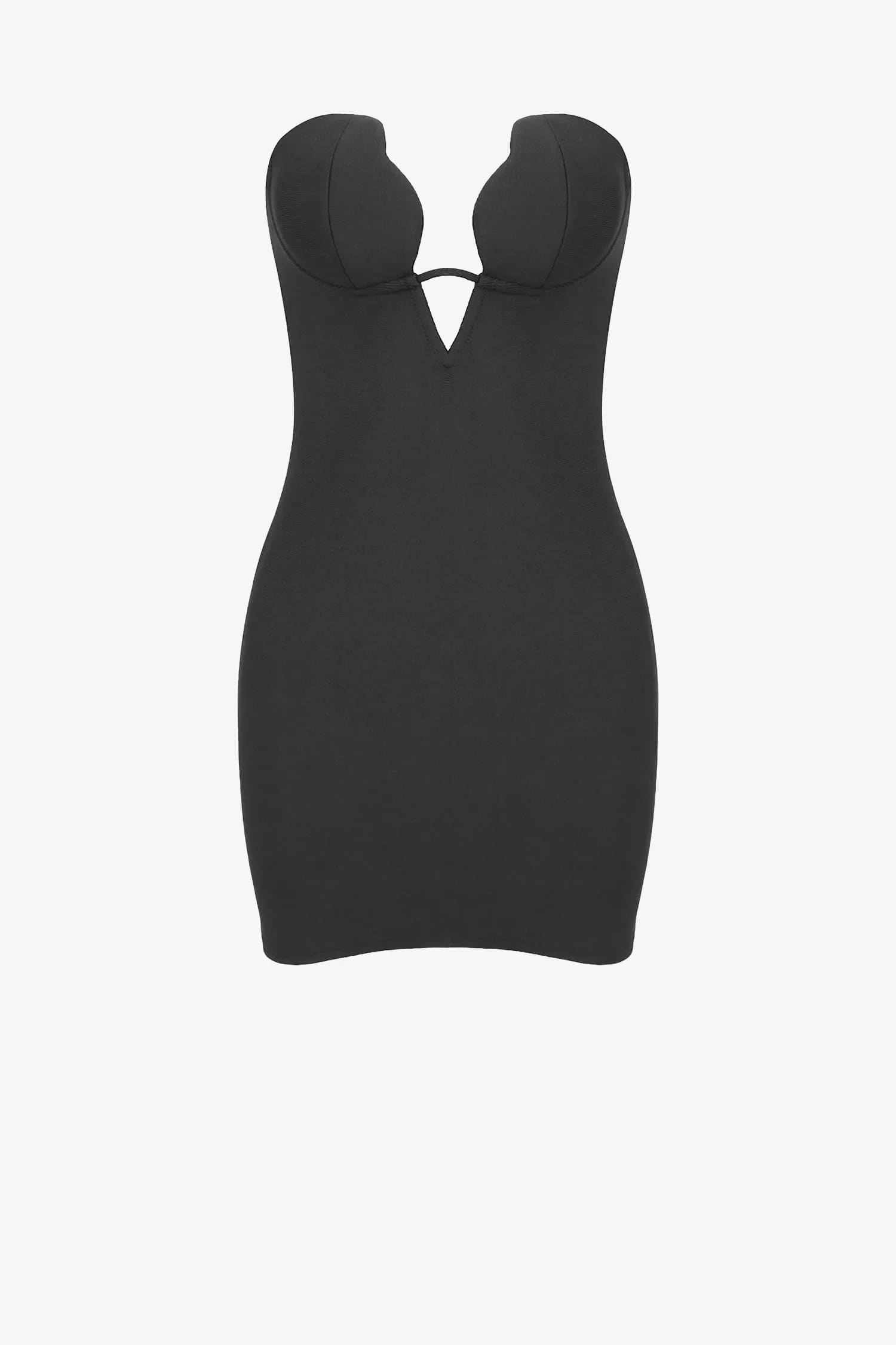 Black Strapless Scalloped Mini Dress / Xs