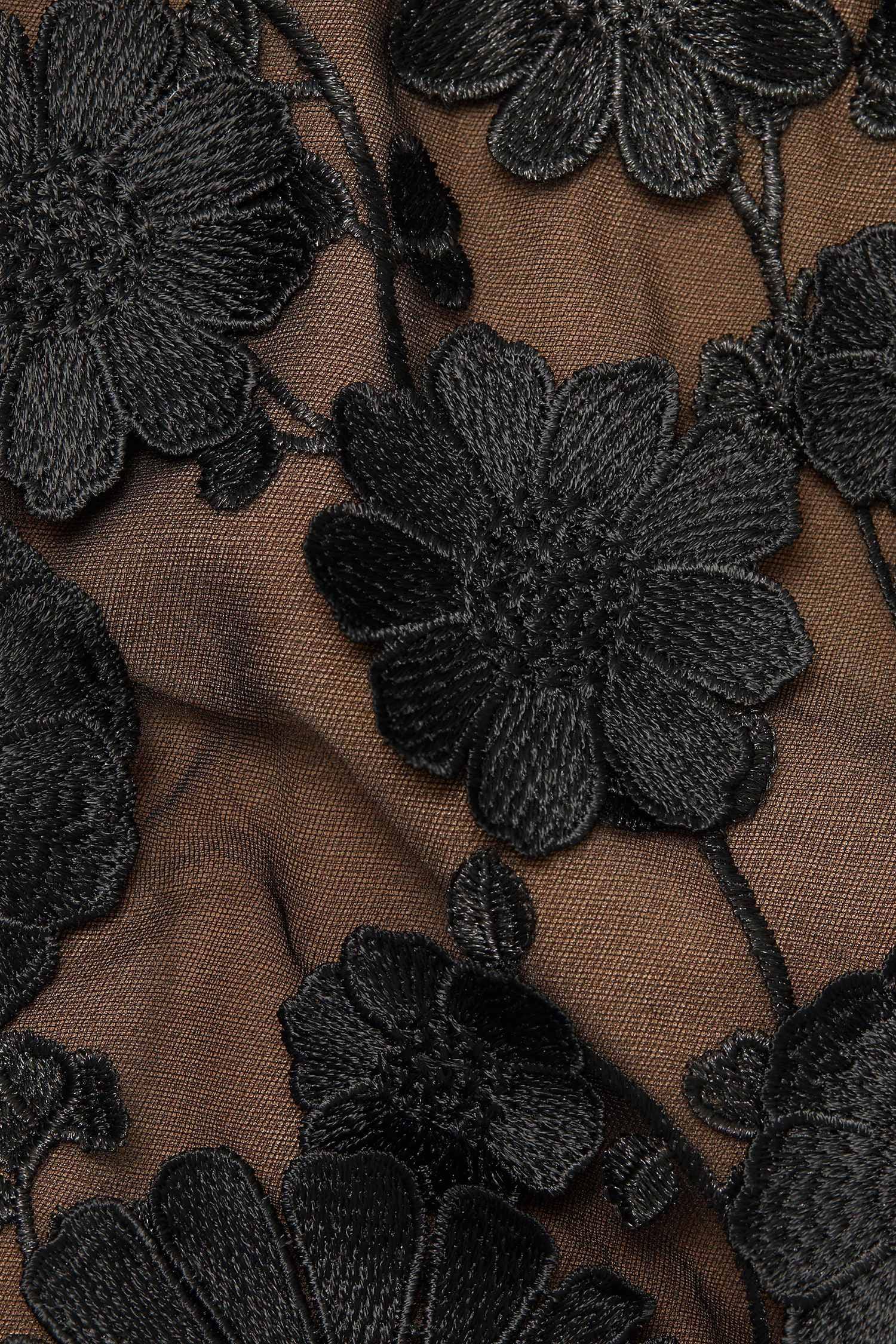 Black Strapless Tulle Floral Maxi Dress Dress