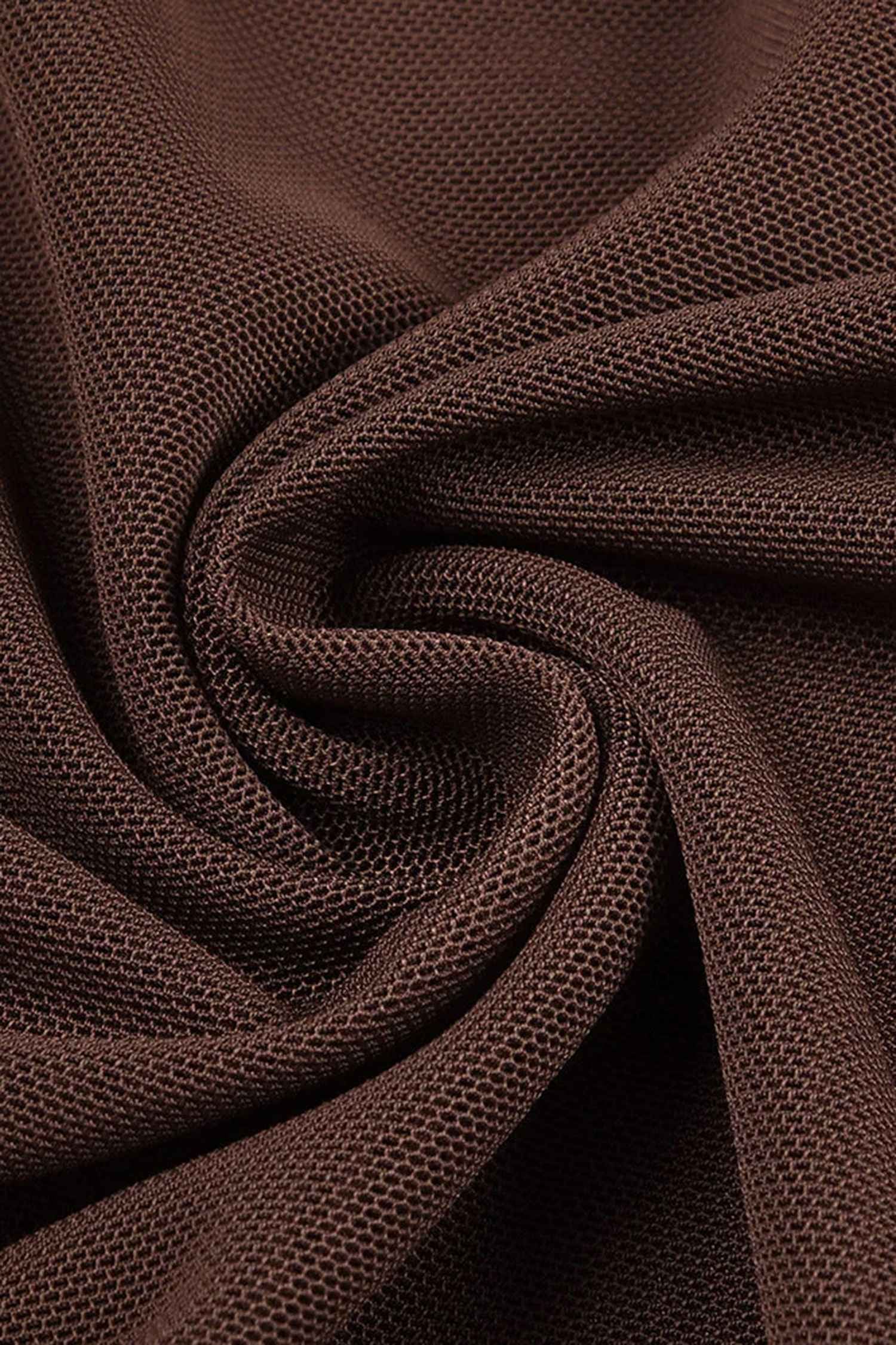 Black Velvet and Brown Mesh Ruched Maxi Dress Dress