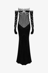 Black Velvet Strapless Corset Mermaid Dress