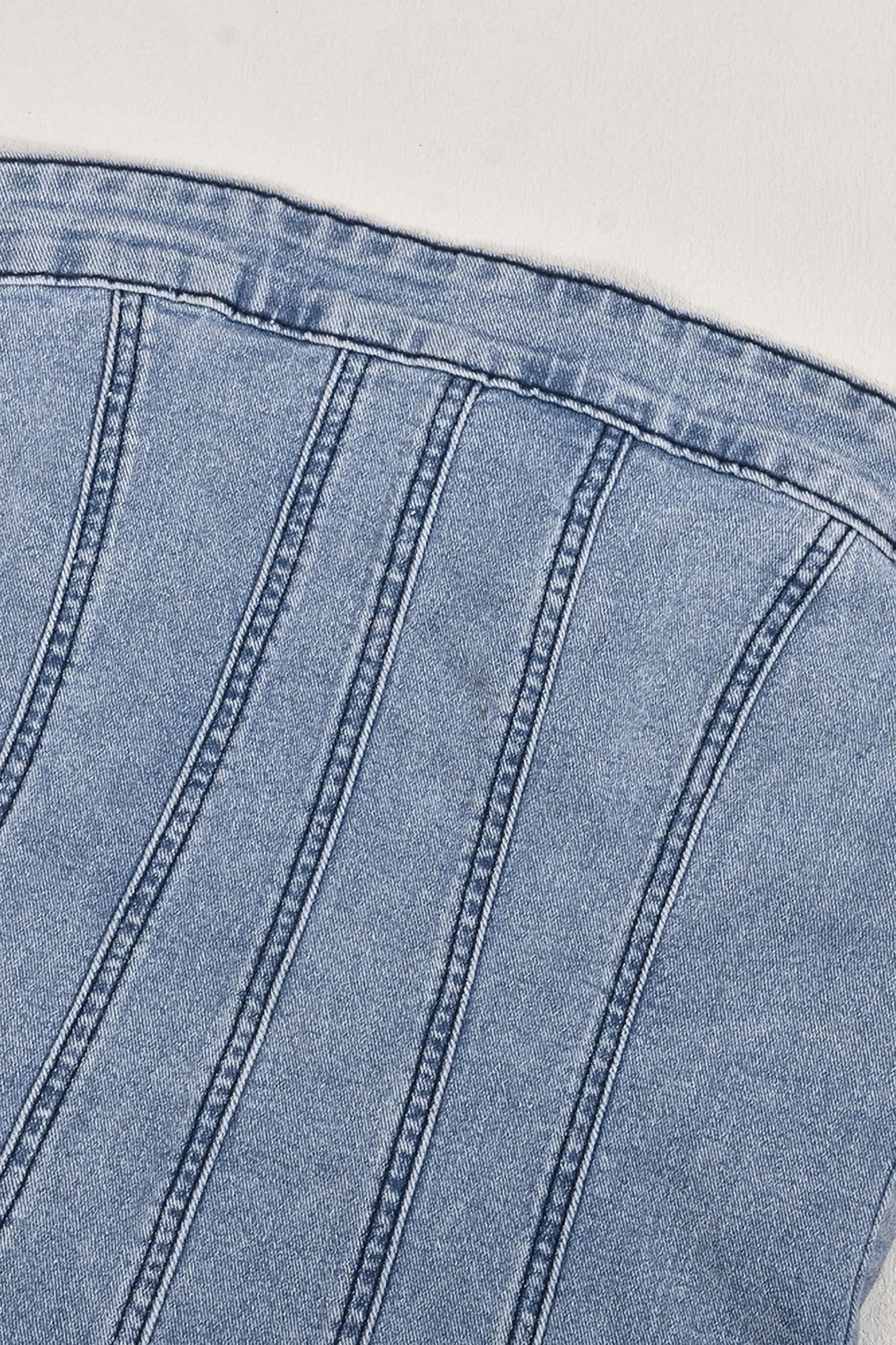 Blue Strapless Denim Mini Dress