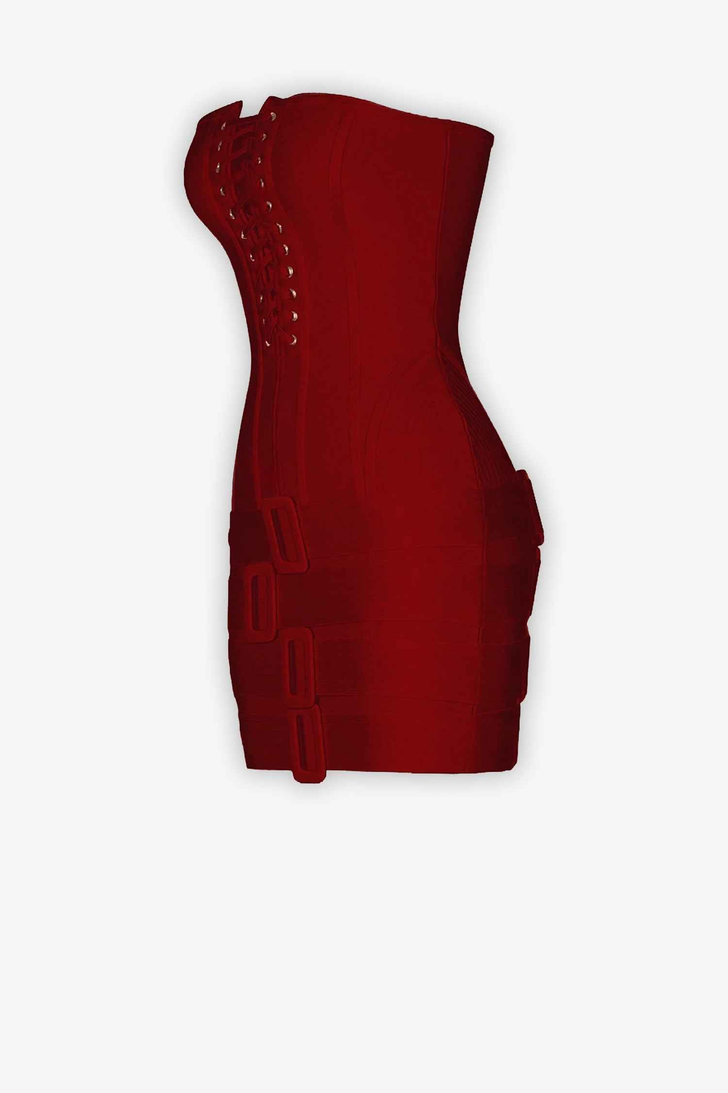 Burgundy Lace-up Bustier Mini Dress Dress