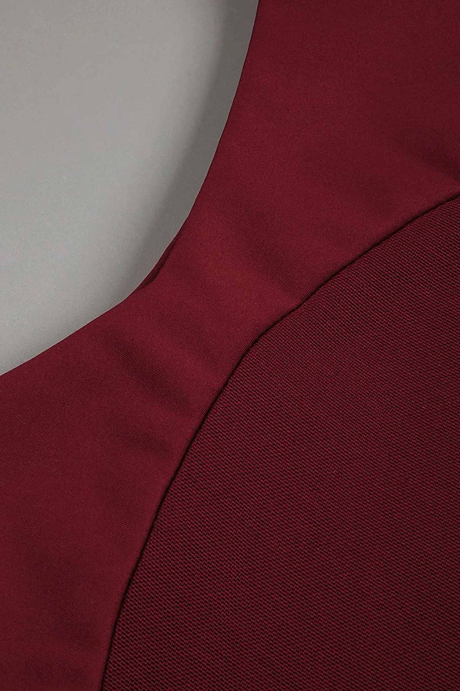 Burgundy Mesh Panel Sleeveless Maxi Dress Dress