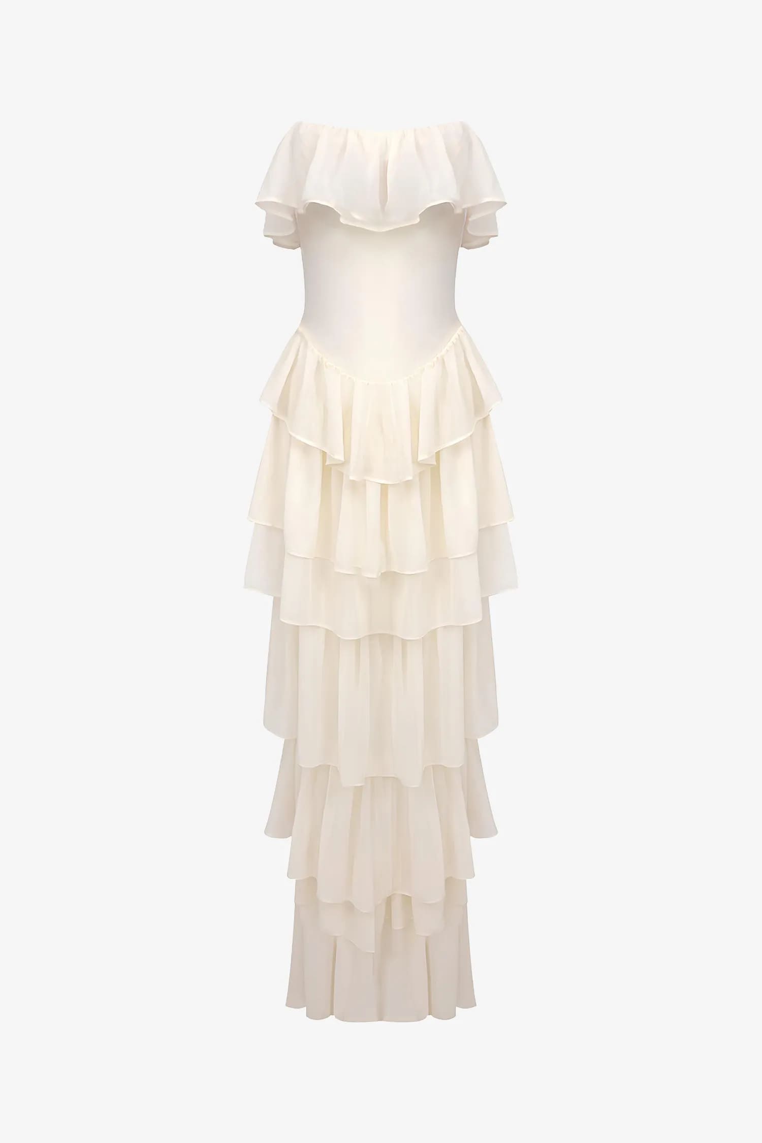 Champagne Chiffon Ruffle Dress