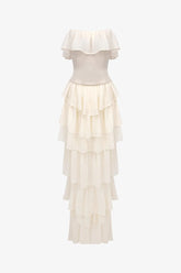 Champagne Chiffon Ruffle Dress