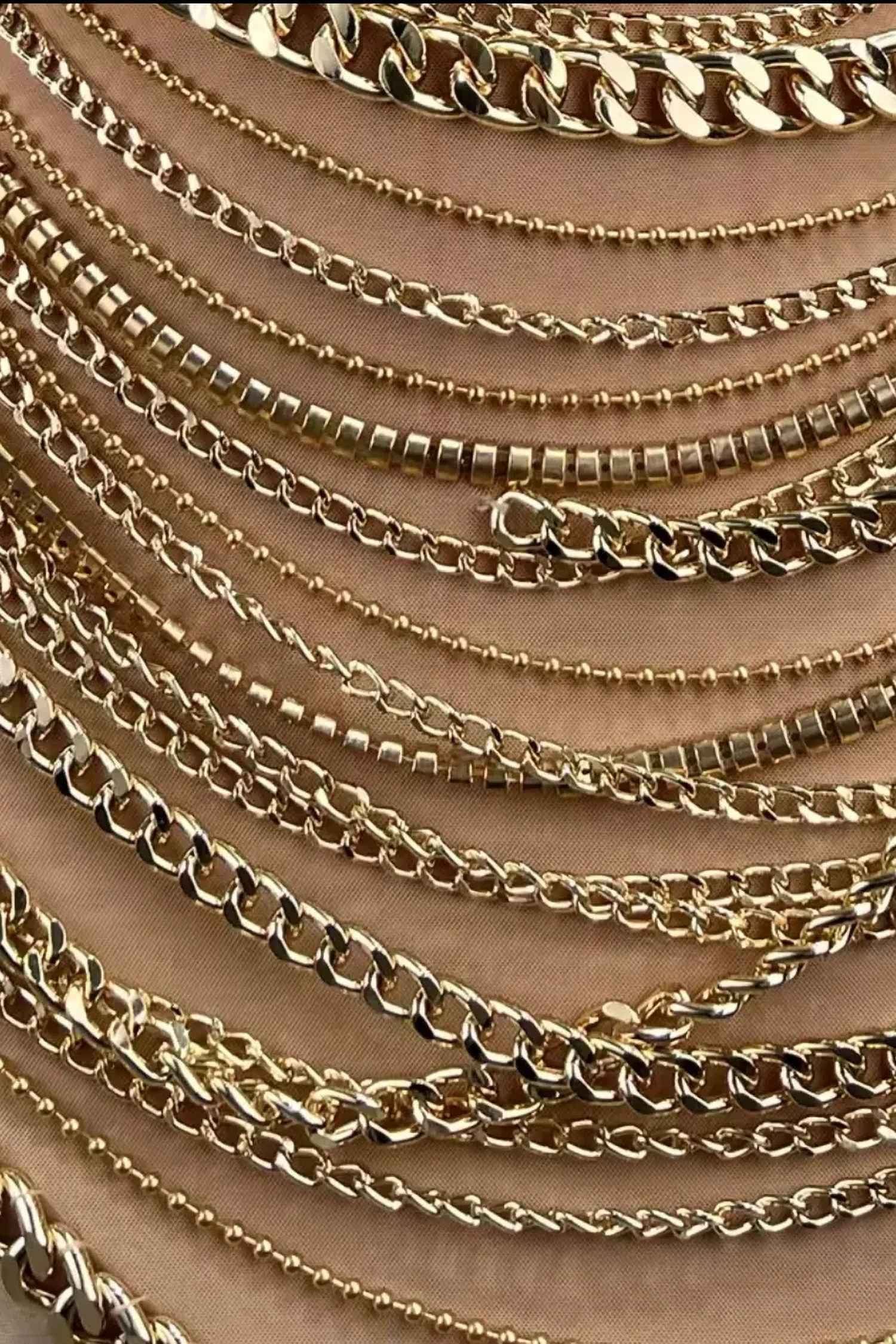 Gold Chain Halter Mini Dress Dress