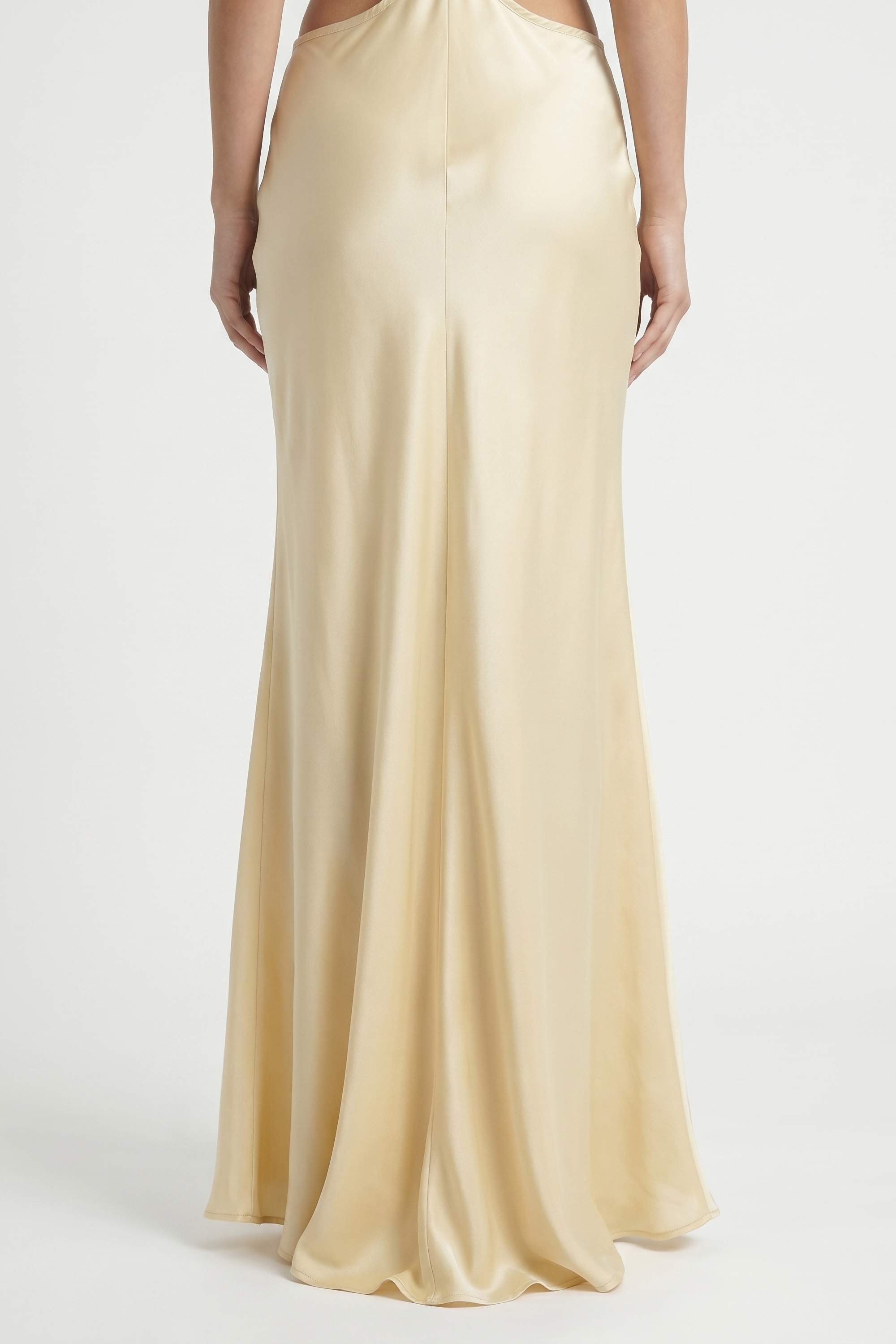 Gold Open Back Crystal Embellished Maxi Dress - Dress