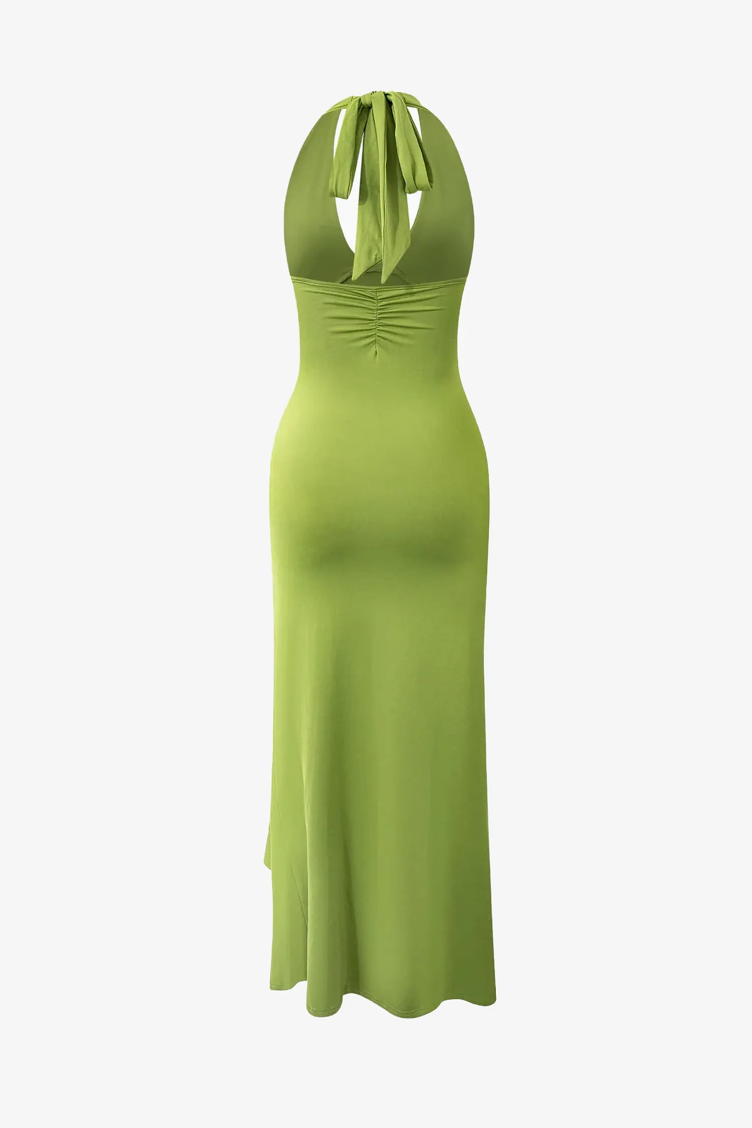 Green Ruffle Split Maxi Dress