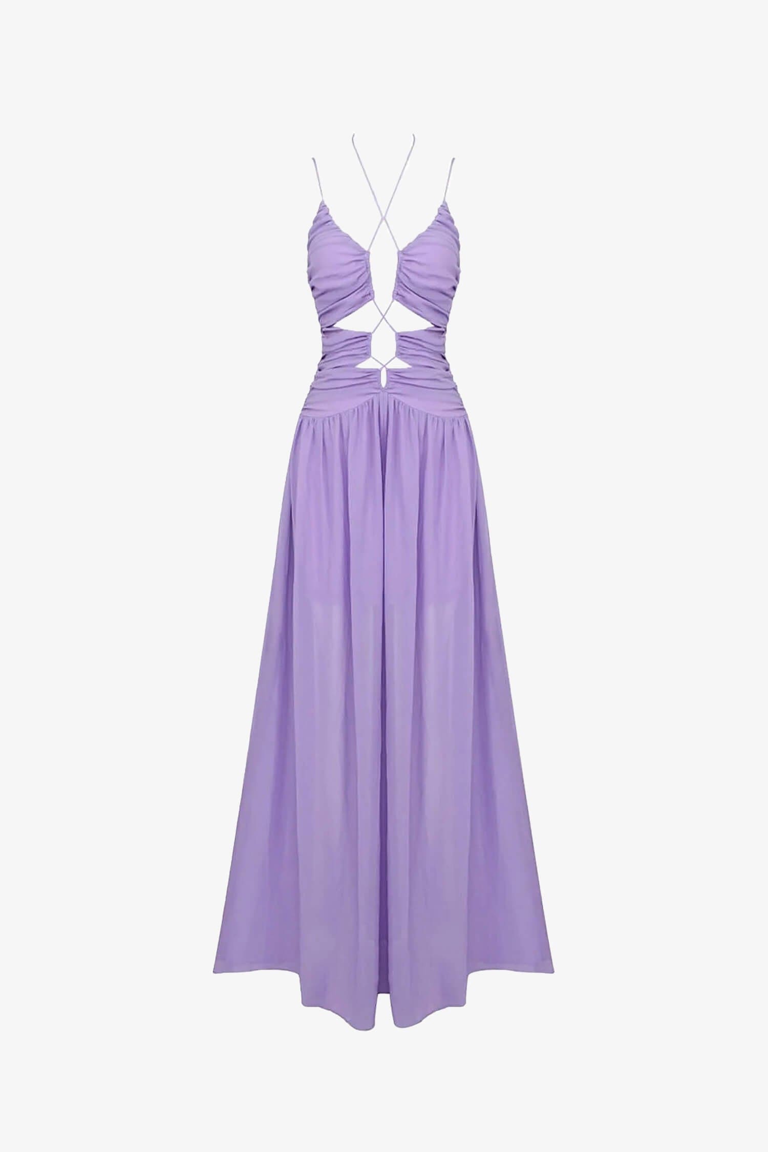 Lavender A-Line Tulle Maxi Dress Purple / Xs