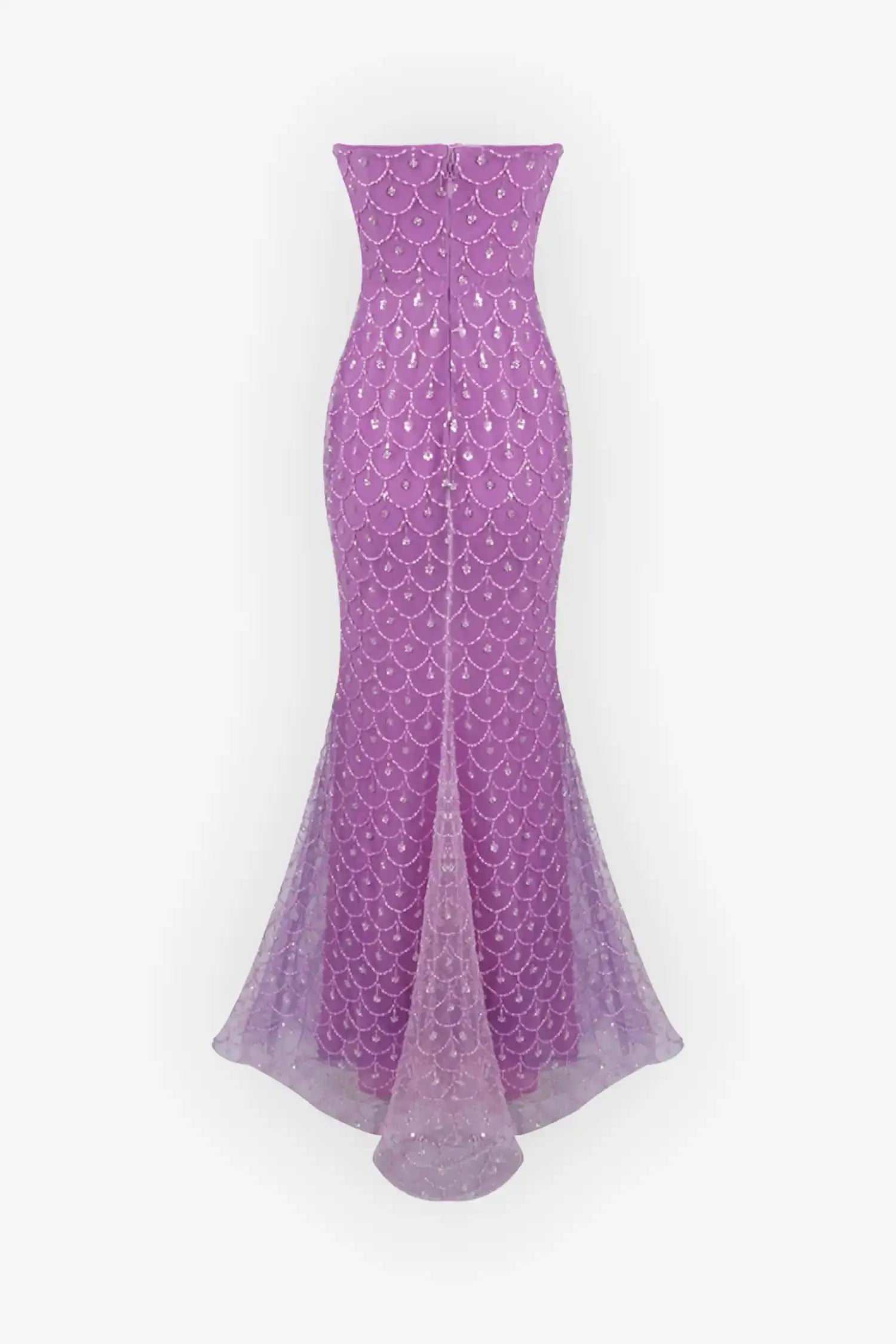 Lavender Beaded Strapless Mermaid Dress Dress