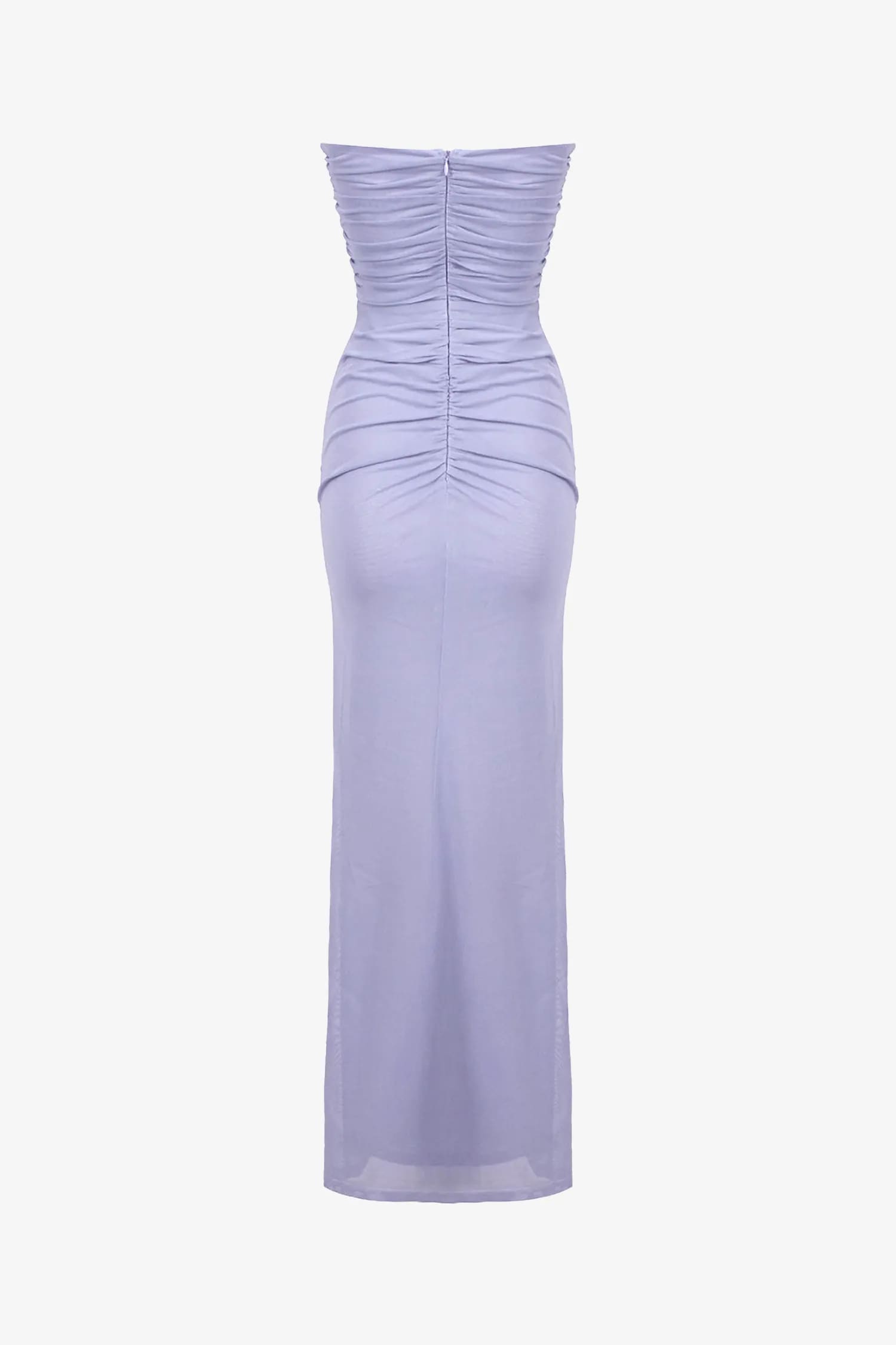 Lavender Strapless Ruched Cutout Maxi Dress