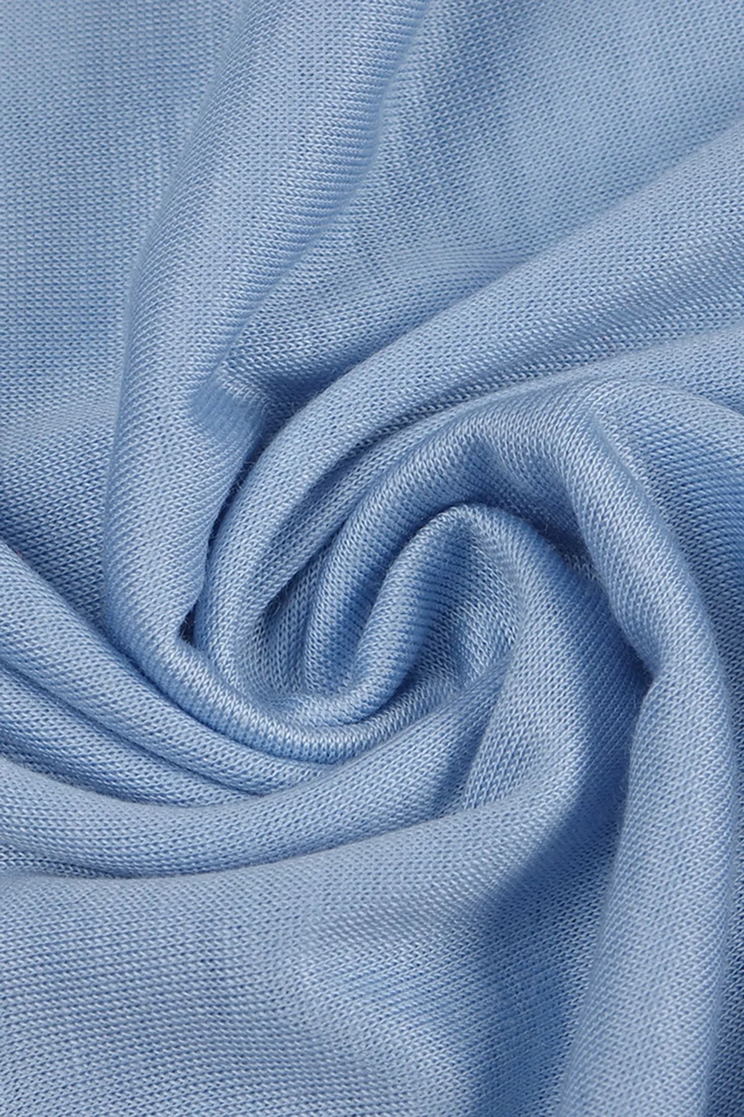 Light Blue Ruffled Sleeve High Neck Maxi Dress