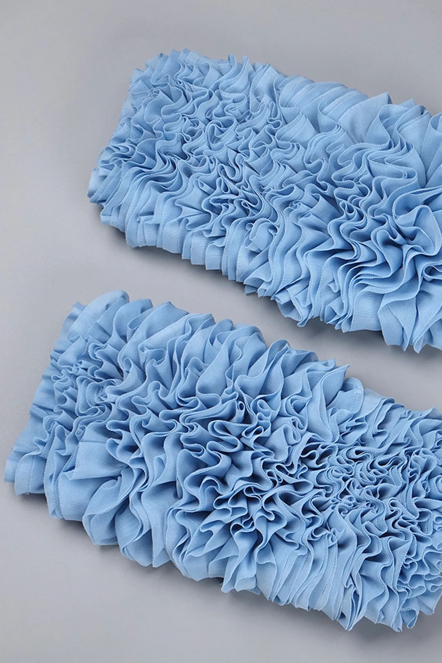 Light Blue Ruffled Sleeve High Neck Maxi Dress