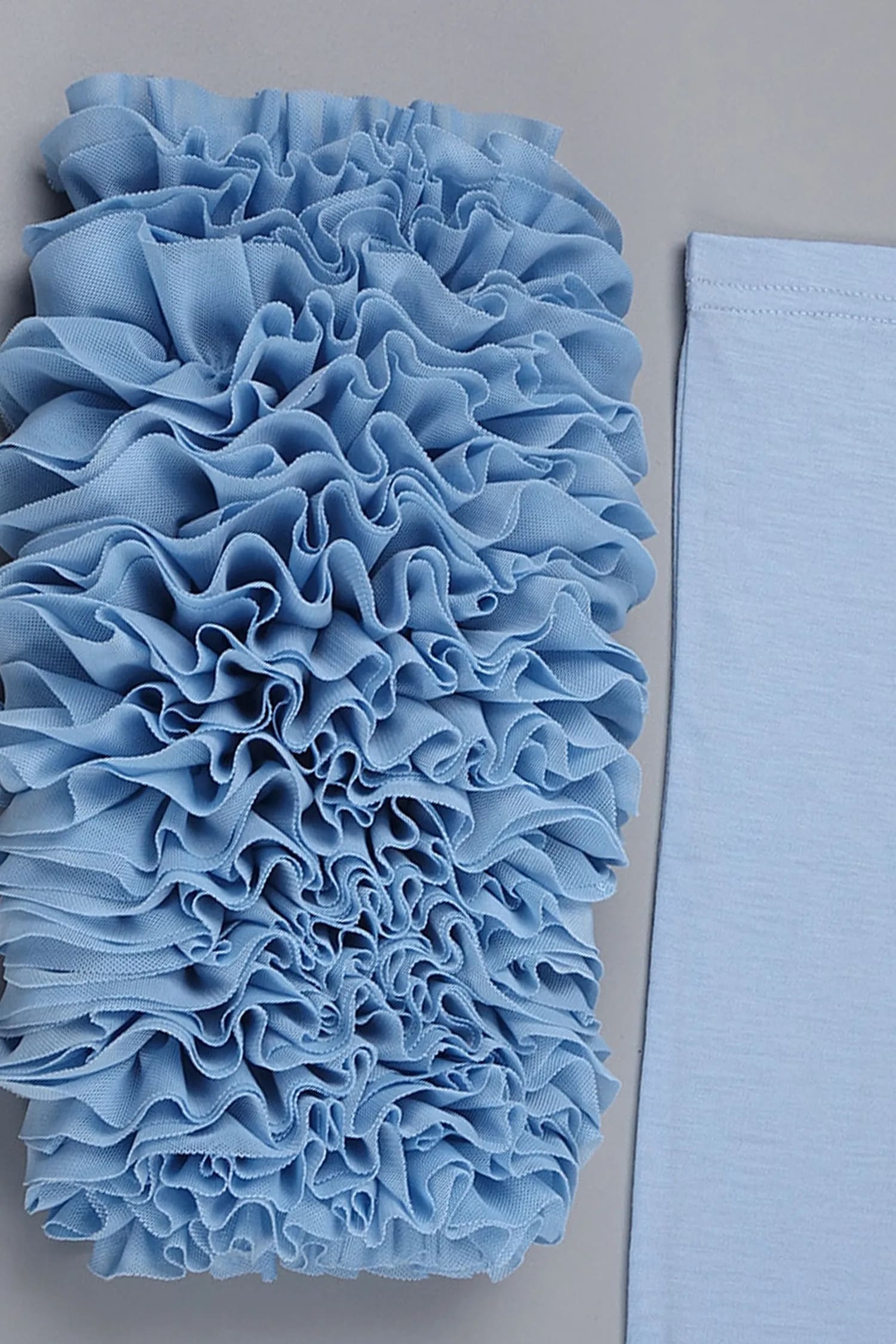 Light Blue Ruffled Sleeve High Neck Maxi Dress