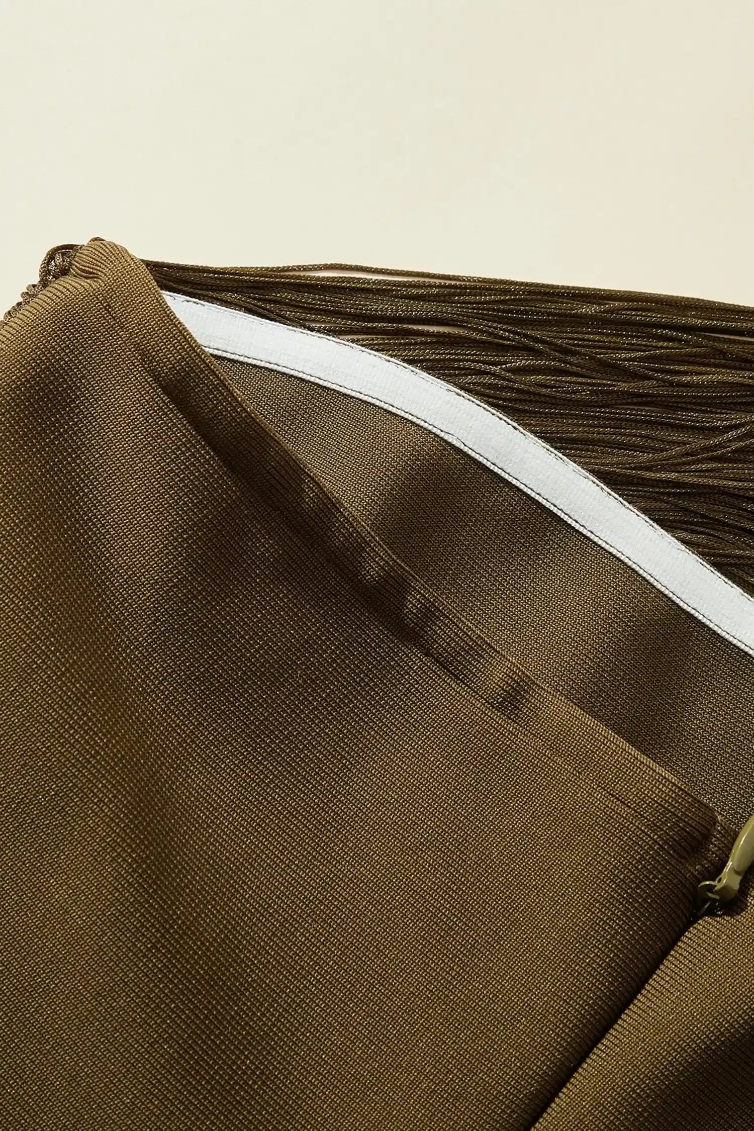 Olive Green Fringe Halter Maxi Dress Dress