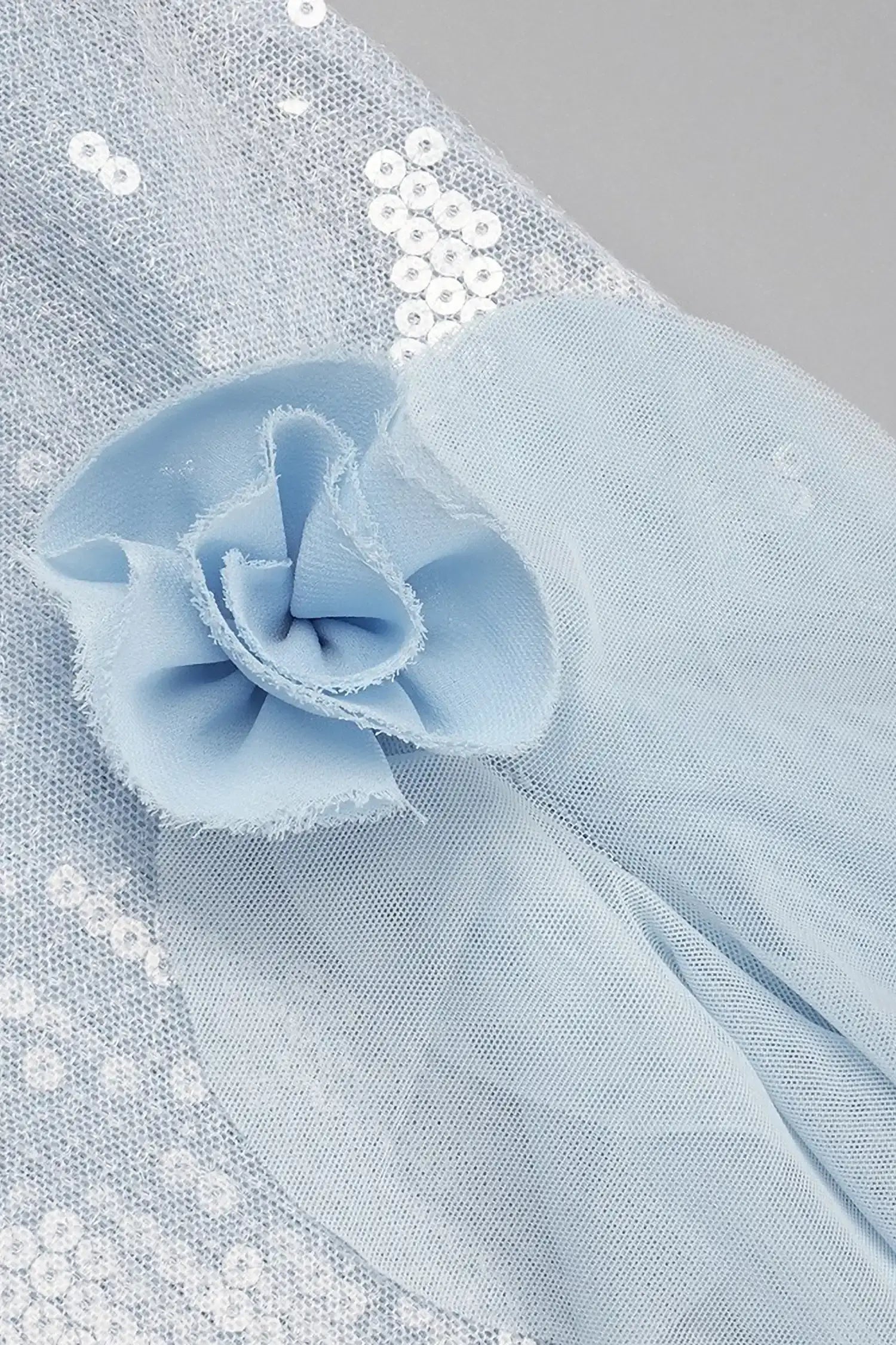 Pastel Blue Sequin Ruffle Split Maxi Dress Dress