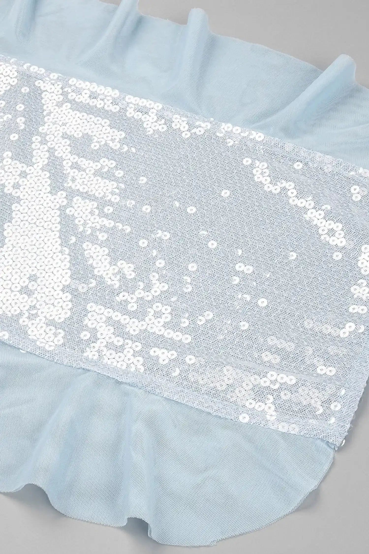 Pastel Blue Sequin Ruffle Split Maxi Dress Dress