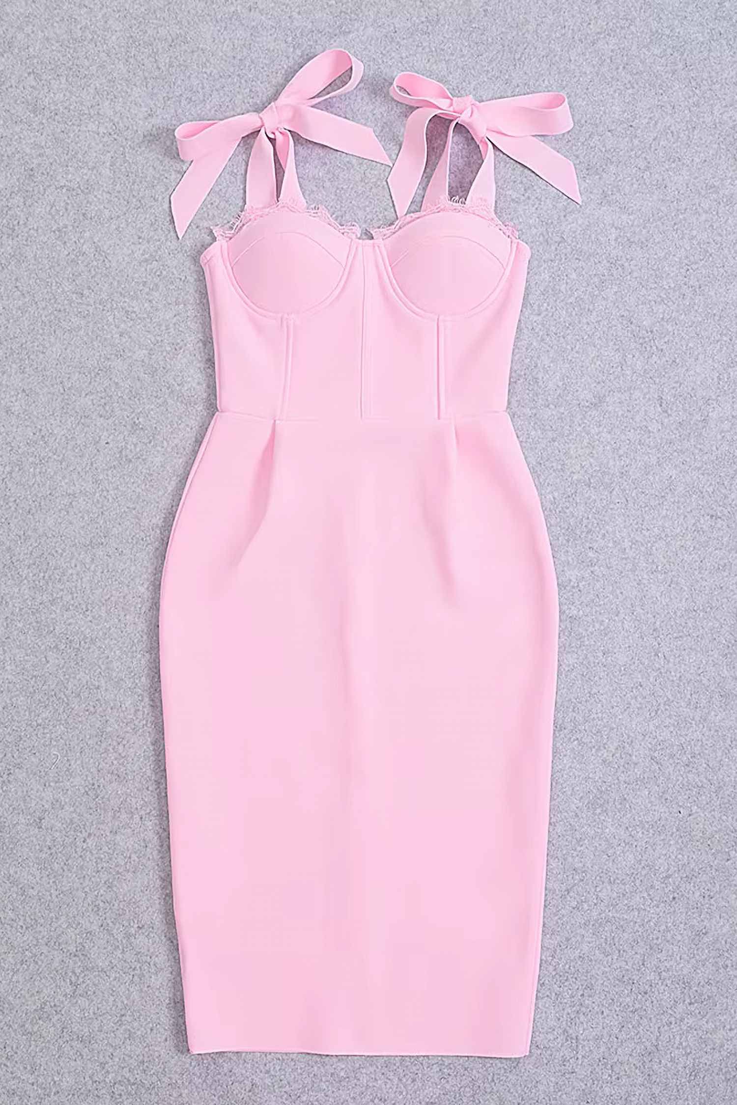 Pastel Pink Bodycon Bandage Midi Dress Dress