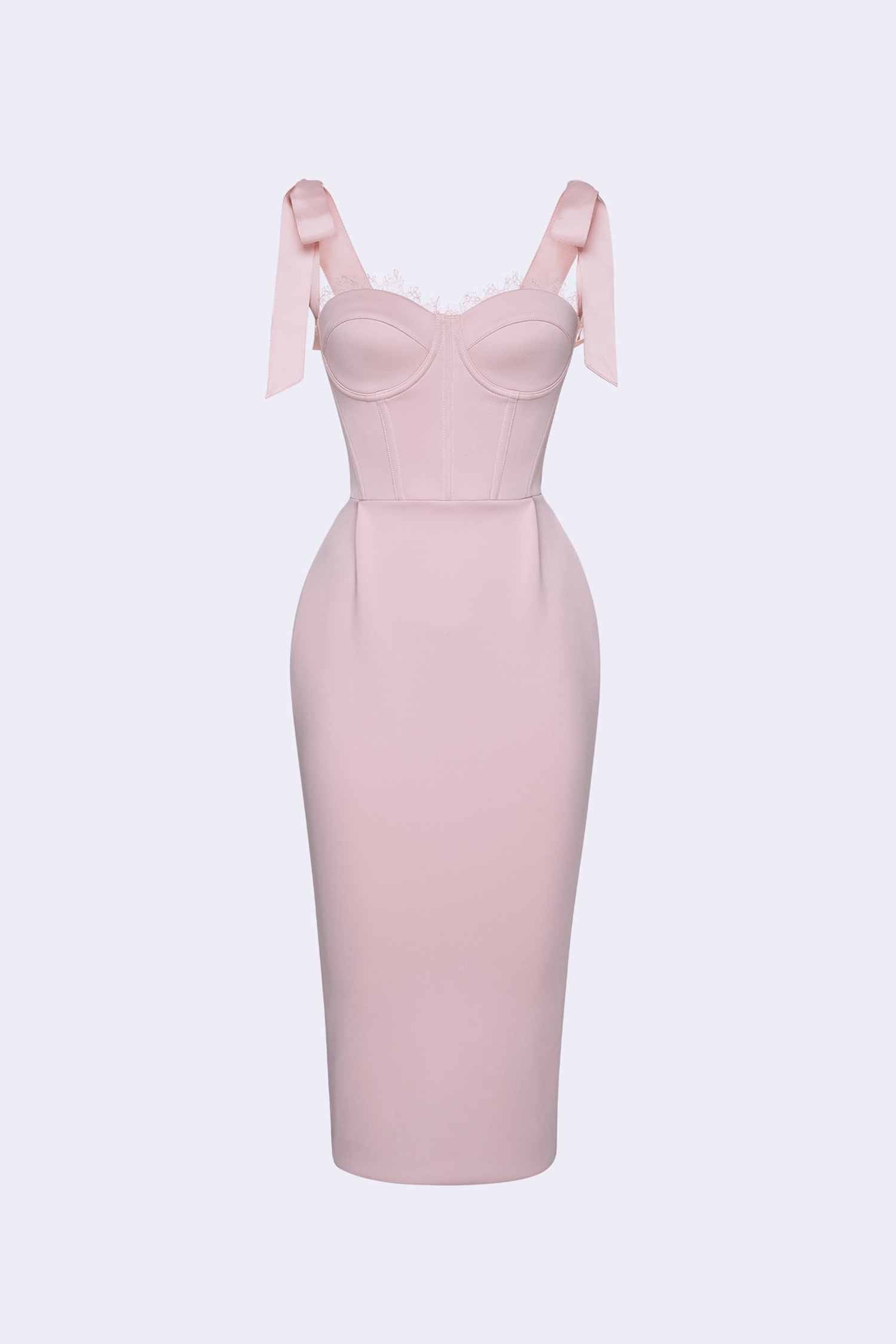 Pastel Pink Bodycon Bandage Midi Dress Dress